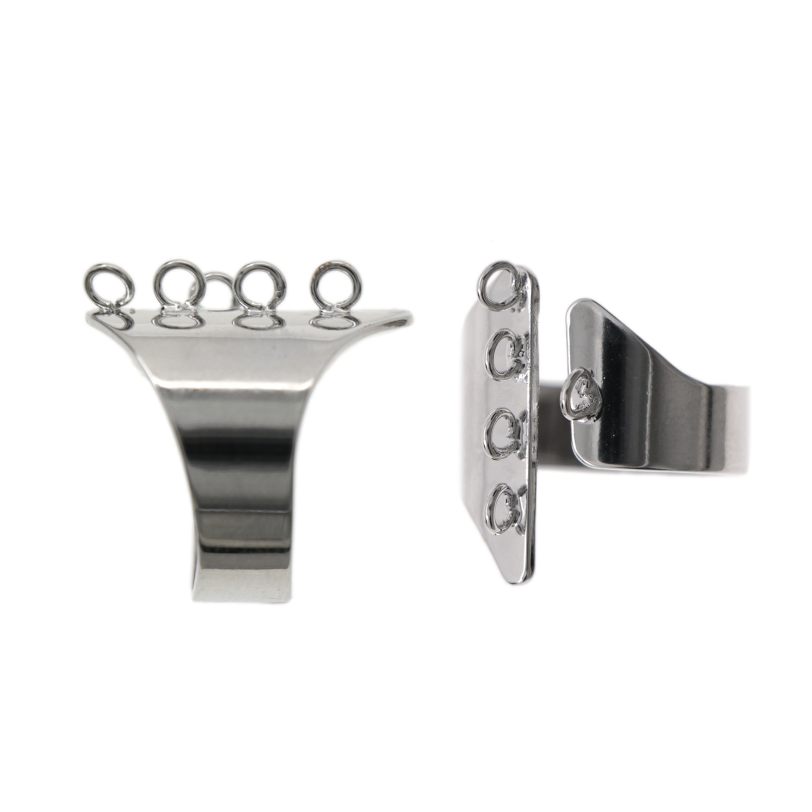 adjustable rhodium silver plated radiant base ring with 5 loop | 2pc