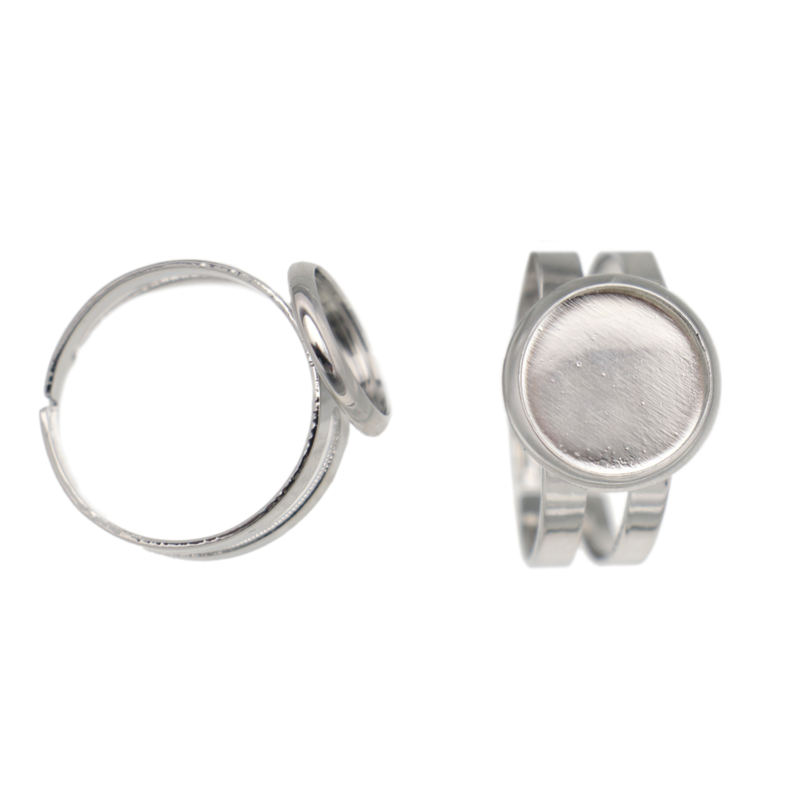 adjustable rhodium silver plated base ring with setting 10mm | 2pc