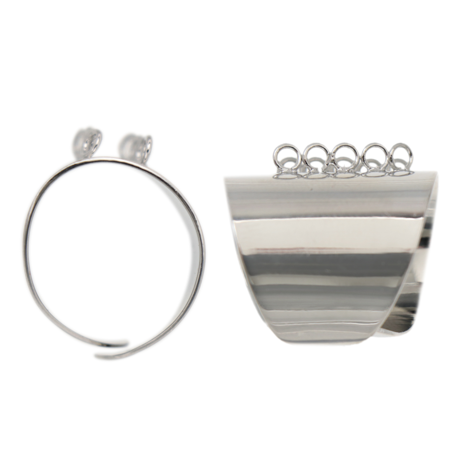 adjustable rhodium silver plated radiant base ring with 10 loop | 1pc