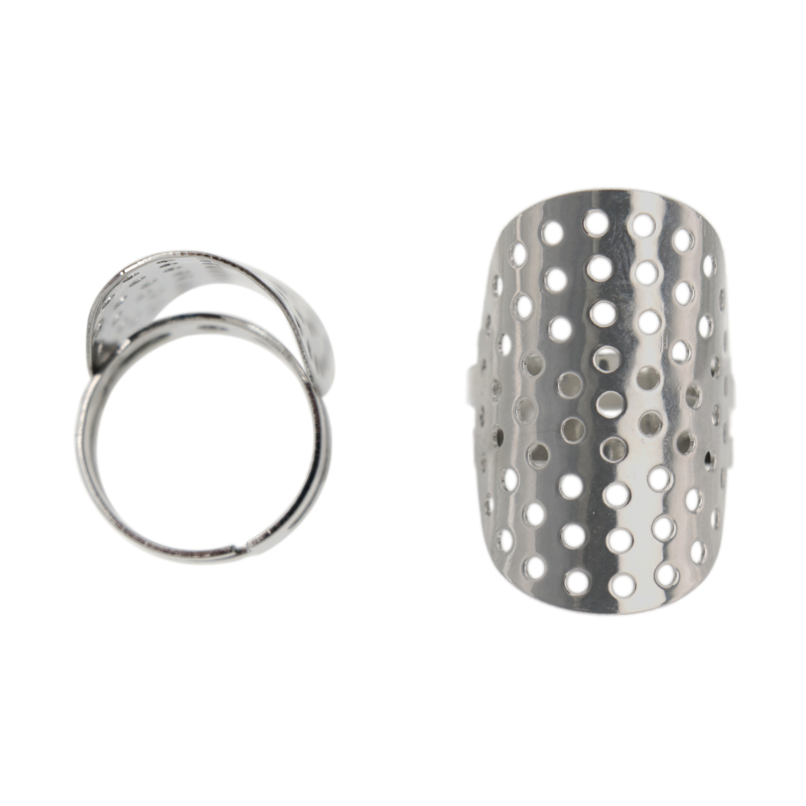 adjustable rhodium silver plated base ring with fretworked 28x16mm | 2pc