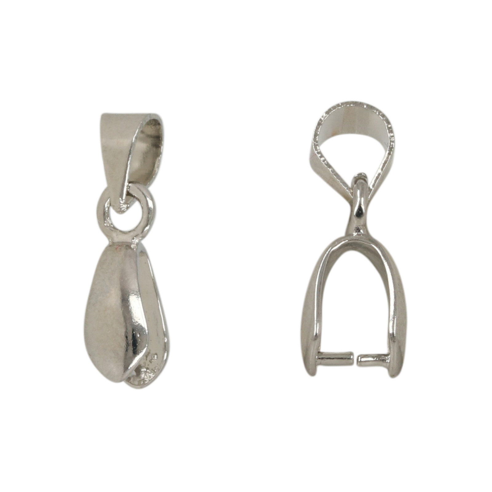rhodium silver plated pinch bail 12x4mm | 8pc