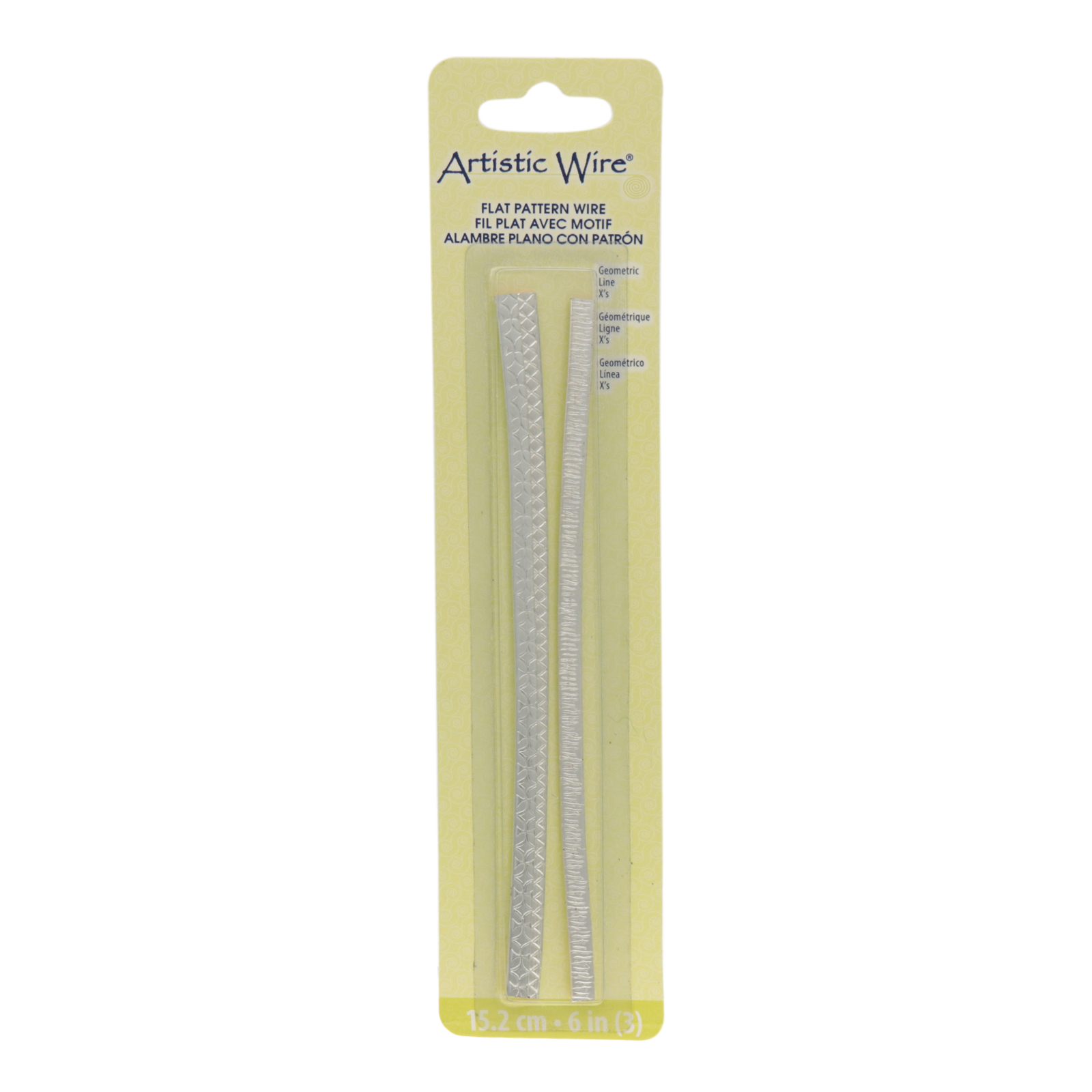 artistic wire 3 flat pattern wire - silver plated geometric mix - 152x5mm | 1pc