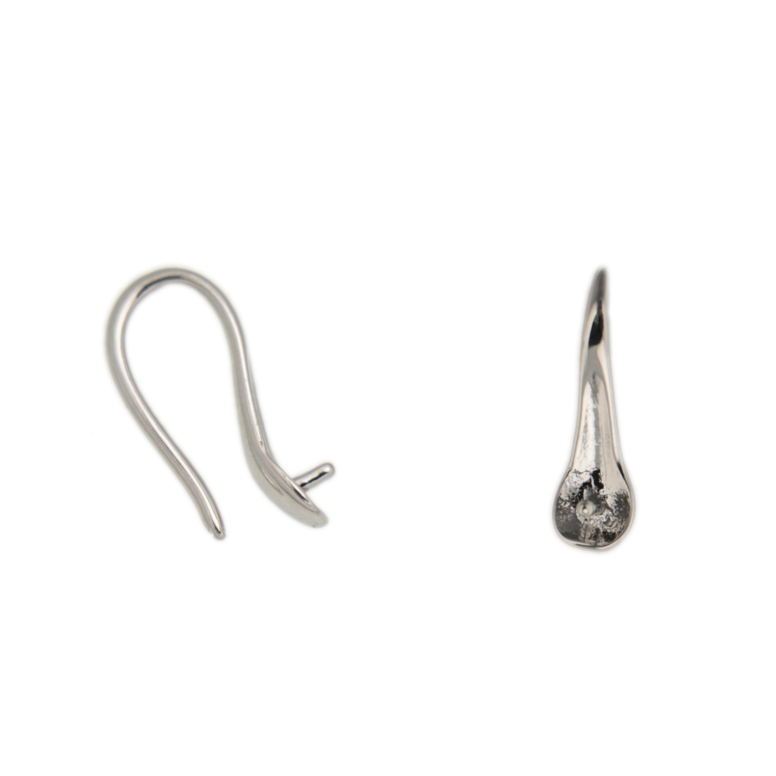 rhodium silver plated half-drilled french earwire earrings 4mm | 4pc