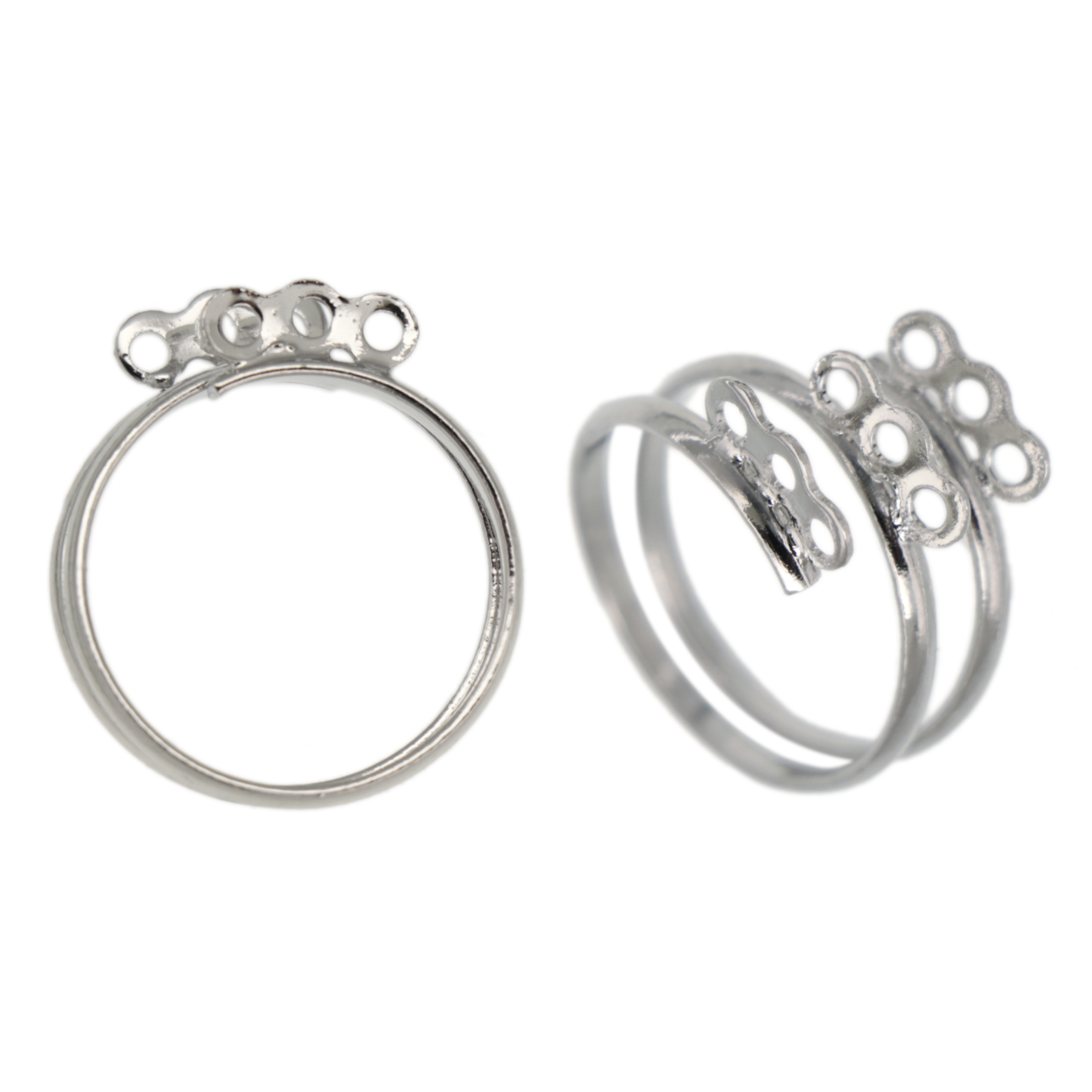 adjustable rhodium silver plated radiant base ring with 9 loop | 2pc