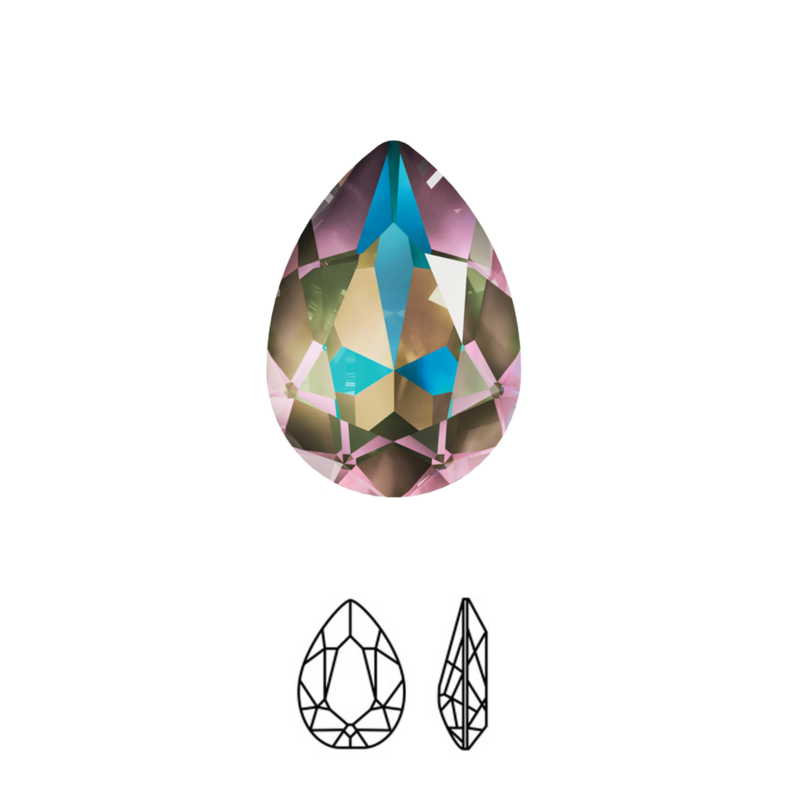 pear fancy stone (4320) crystal army green delite 14x10mm | 1pc
