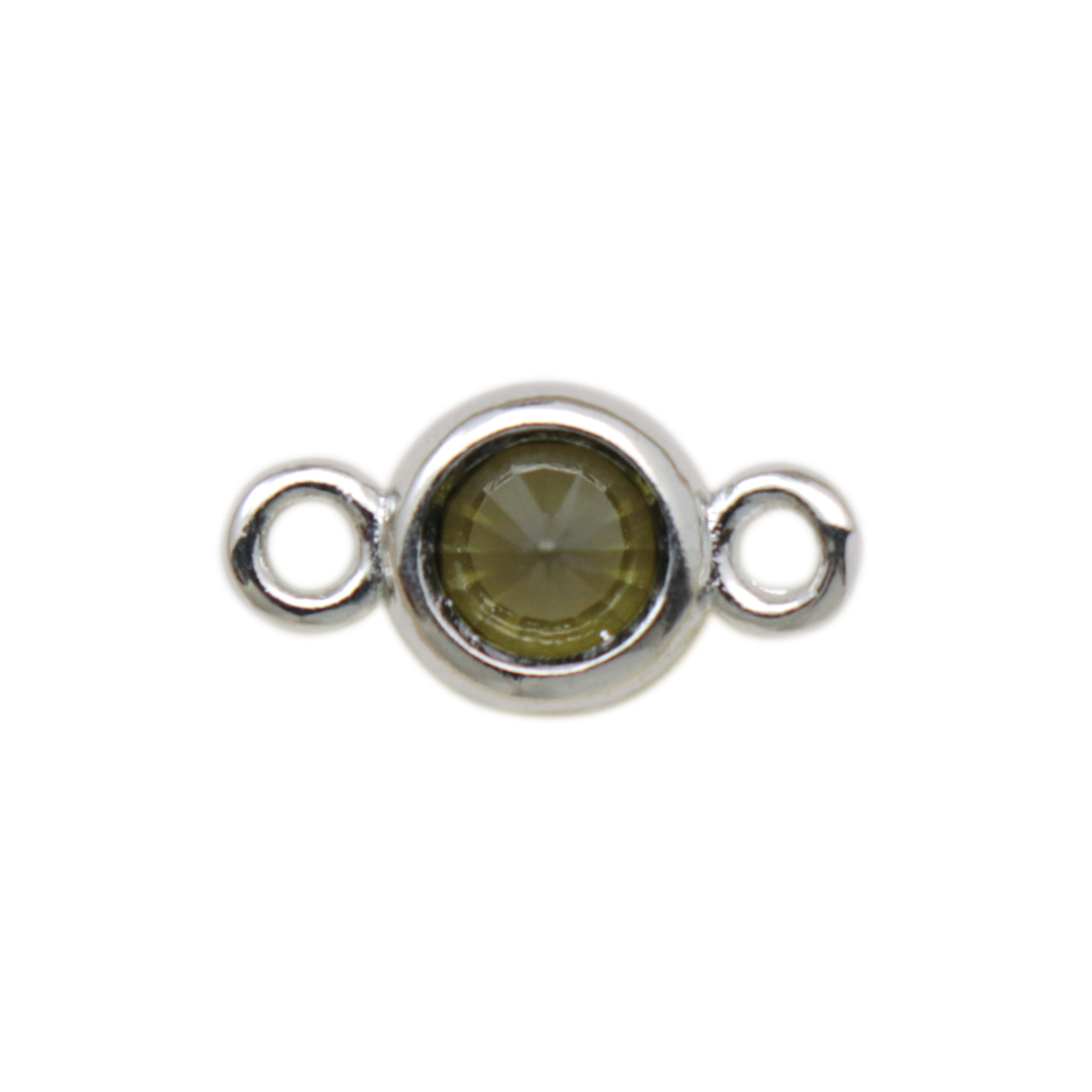 mini crystal zwischenteil olivine rhodium versilbert runde 12x7mm | 2st