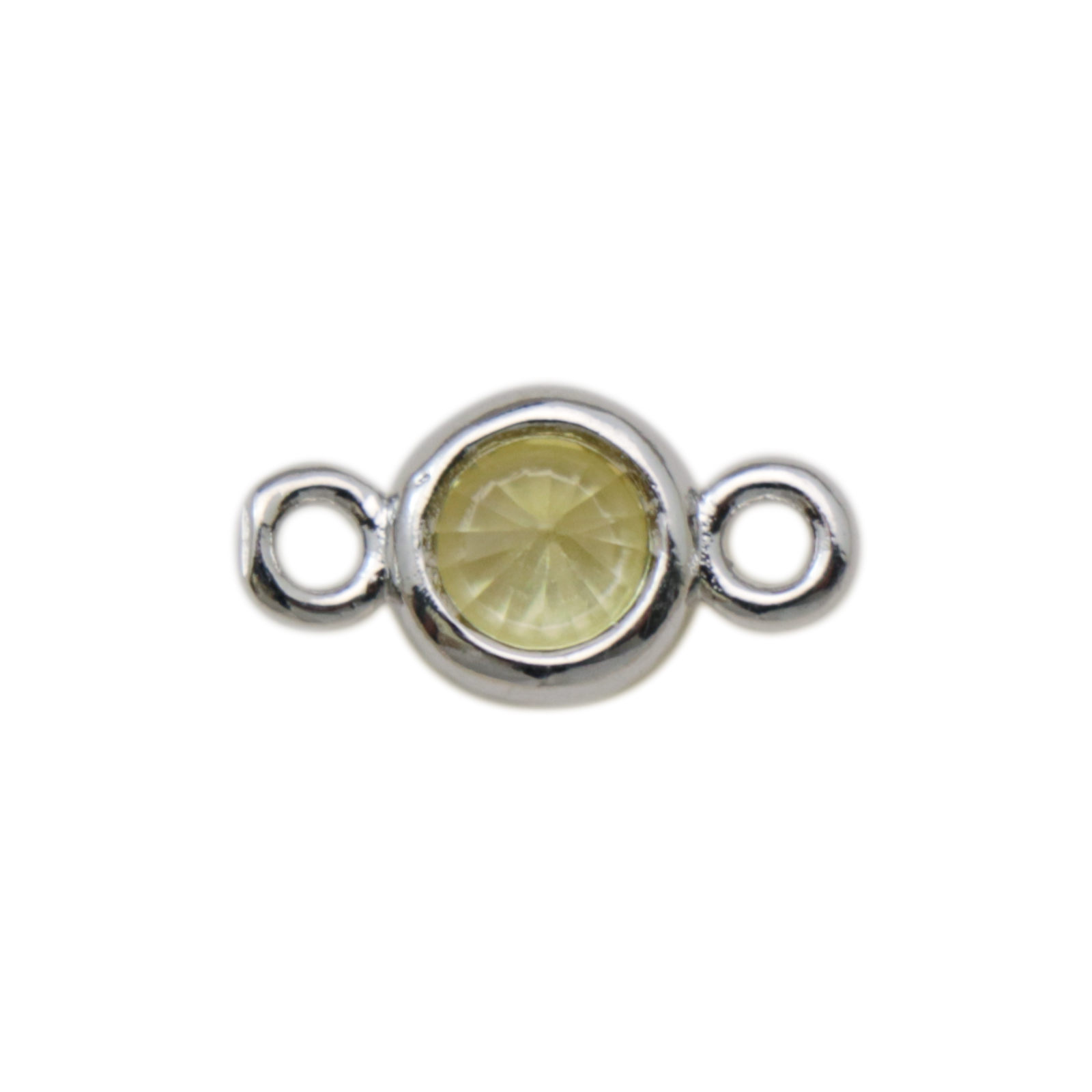 rhodium silver plated jonquil mini crystal link round 12x7mm | 2pc