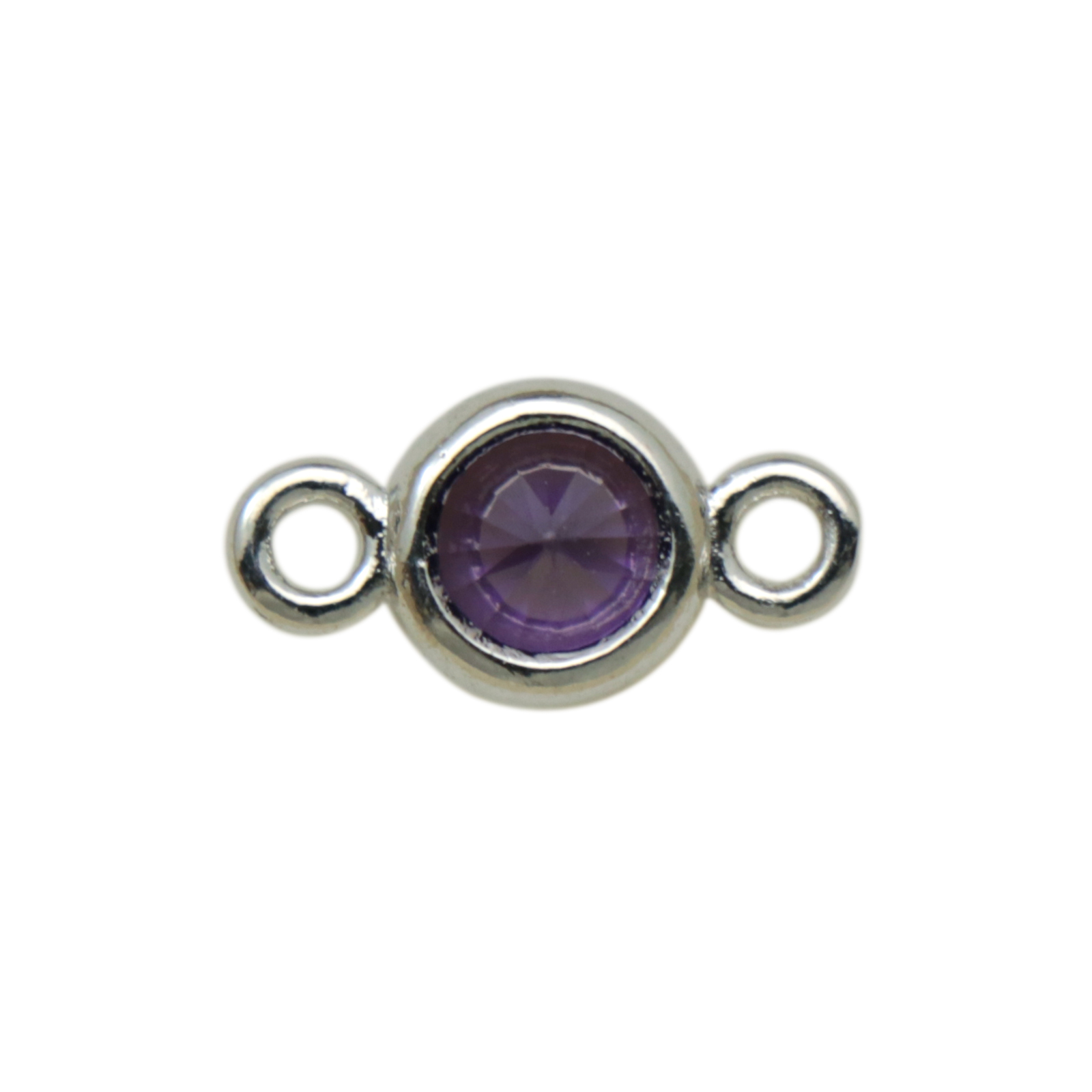 mini crystal zwischenteil amethyst rhodium versilbert runde 12x7mm | 2st