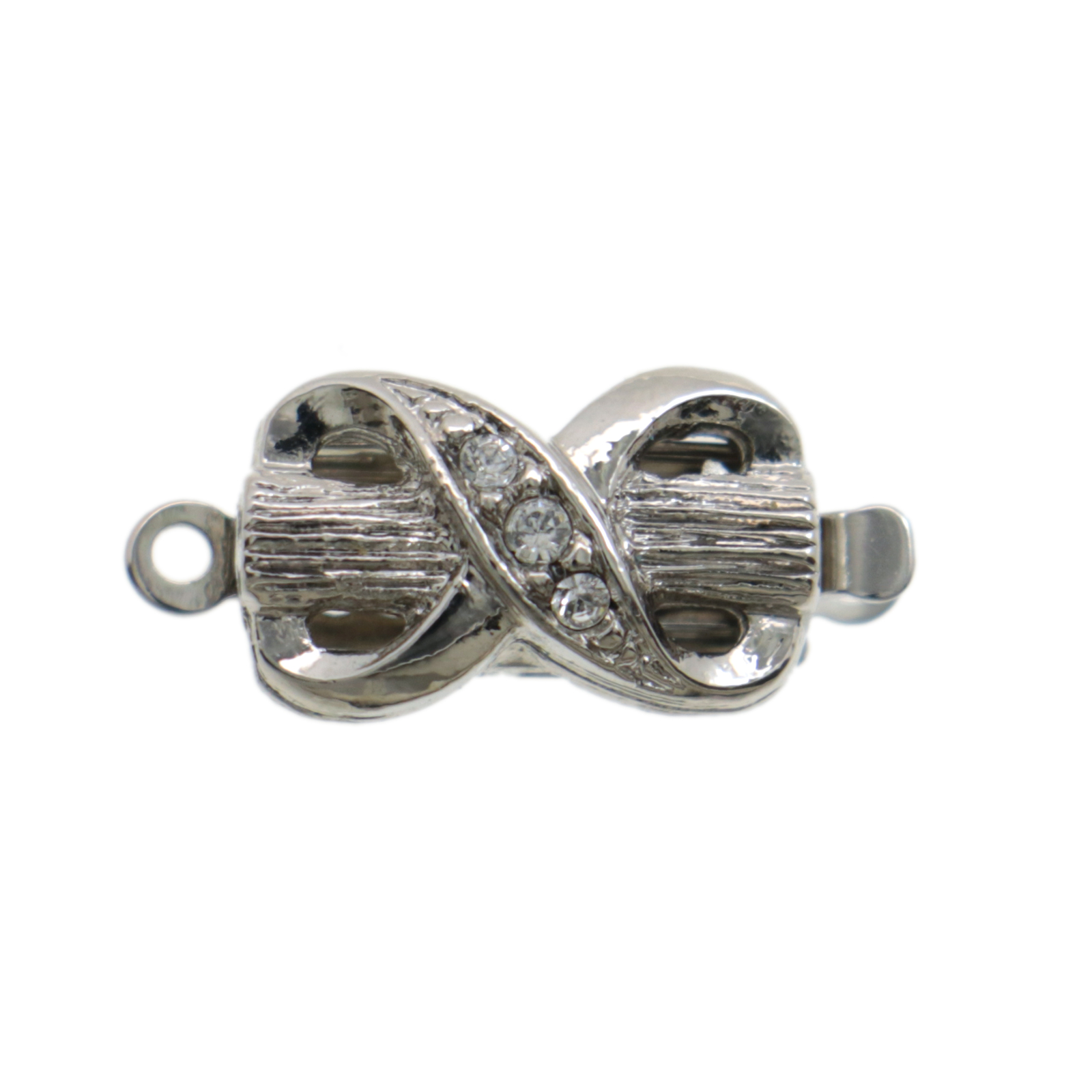 jewel clasp rhodium special plating box clasp with true crystal 14x8mm | 1pc