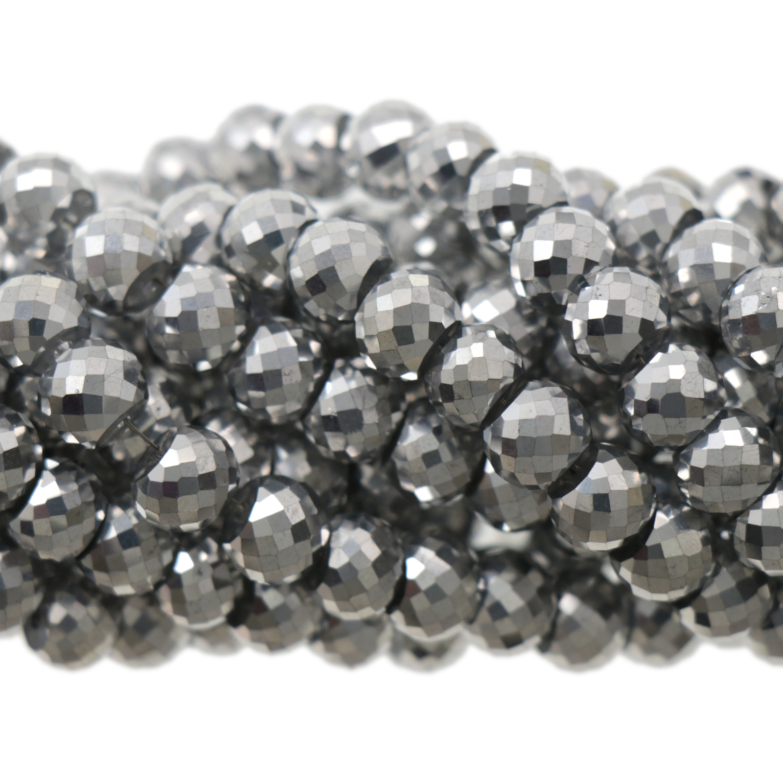 metallic silver special cut chinese crystal faceted roundelle 8x6mm | 20pc