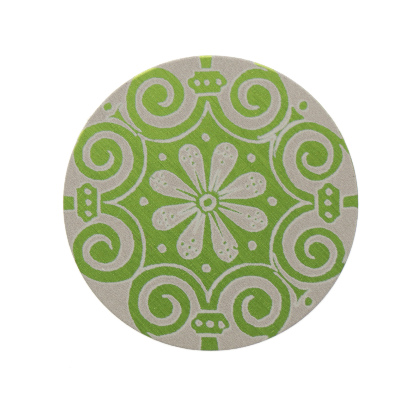 art blanks aluminium fancy lime green round 25mm - mandala flower pattern | 1pc