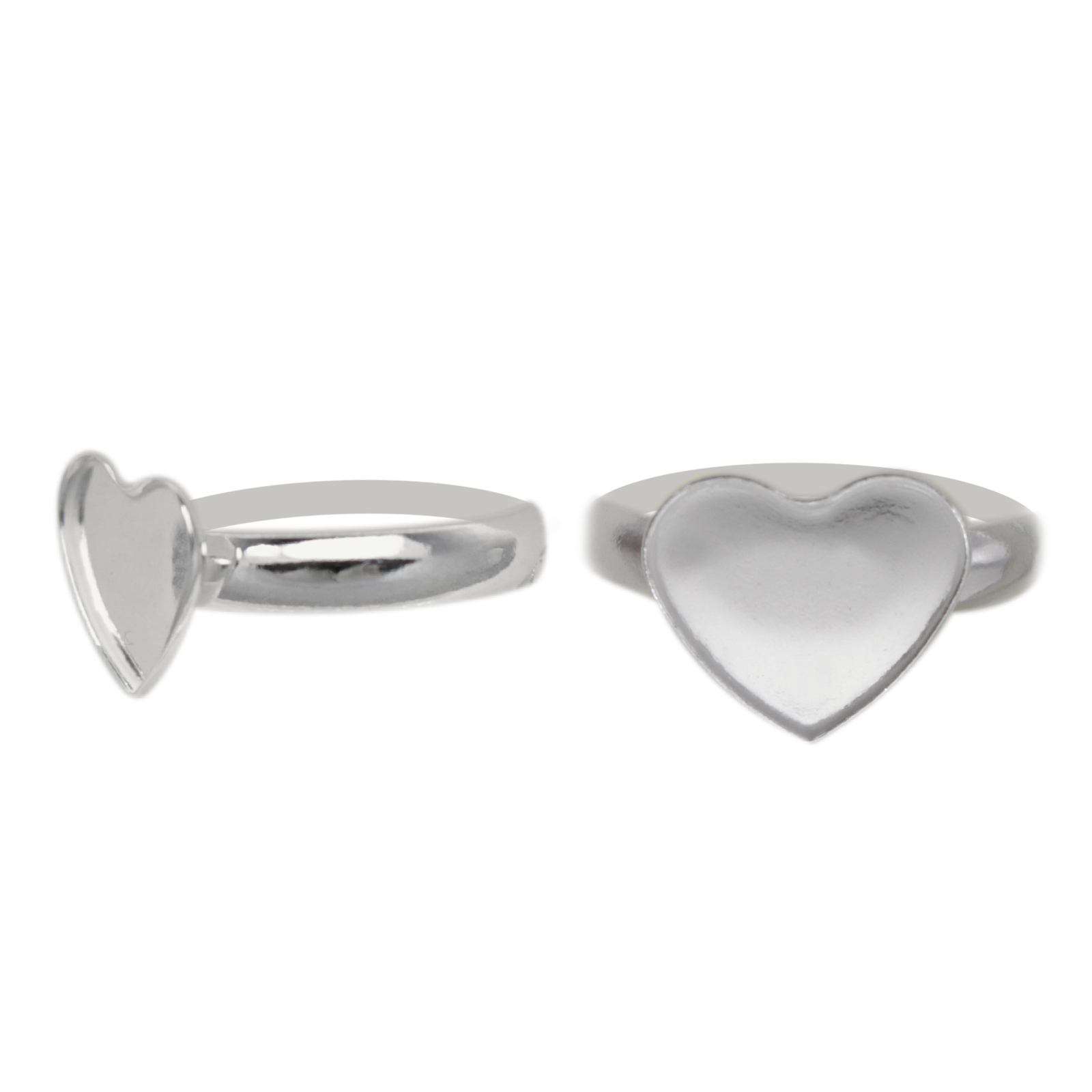 adjustable sterling silver heart 2808 base ring 10mm | 1pc
