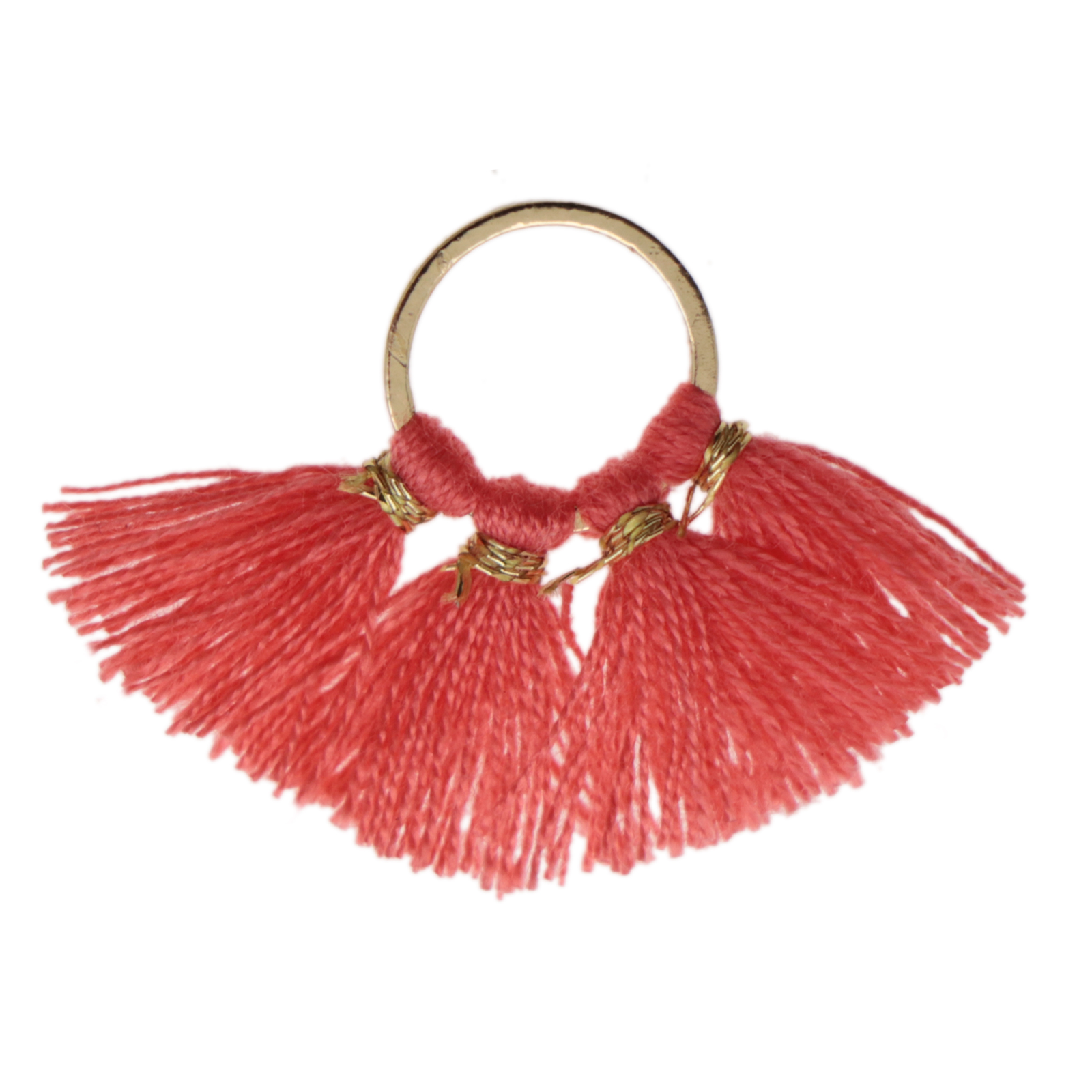 cotton tassel pendant - gold circle/pink 24x18mm | 1pc