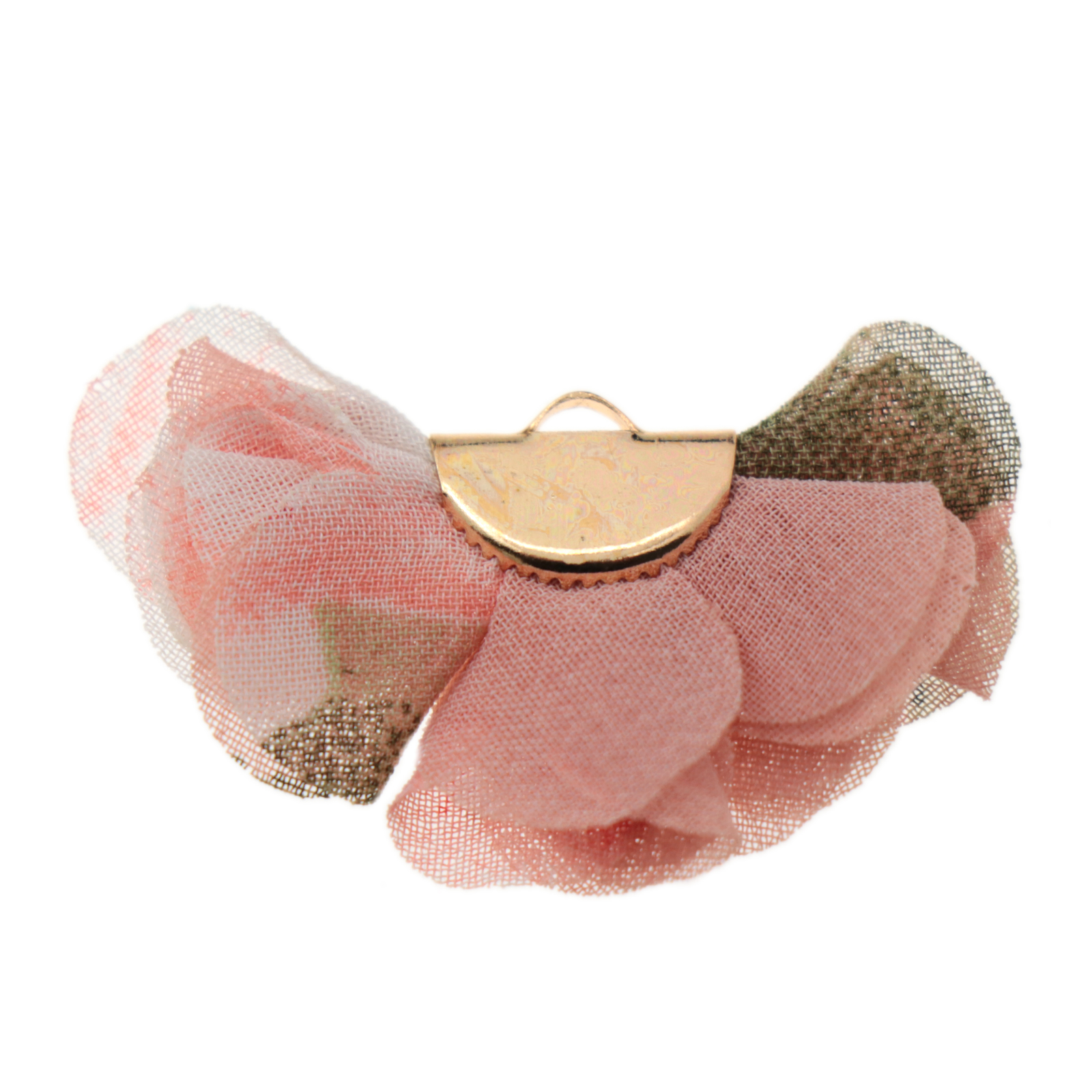 synthetic fabric pendant with gold plated end - pink - 40x20mm | 2pc