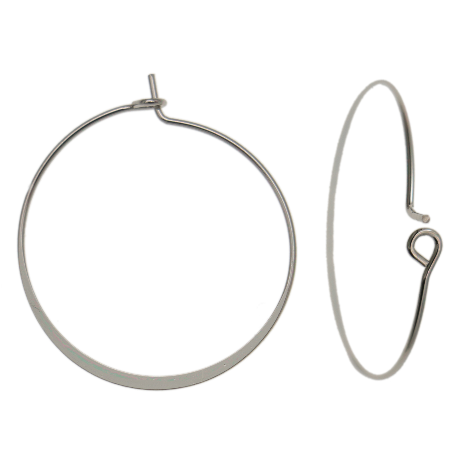 minimal jewelry hoop earrings rhodium silver plated flat wire 30mm | 2pc