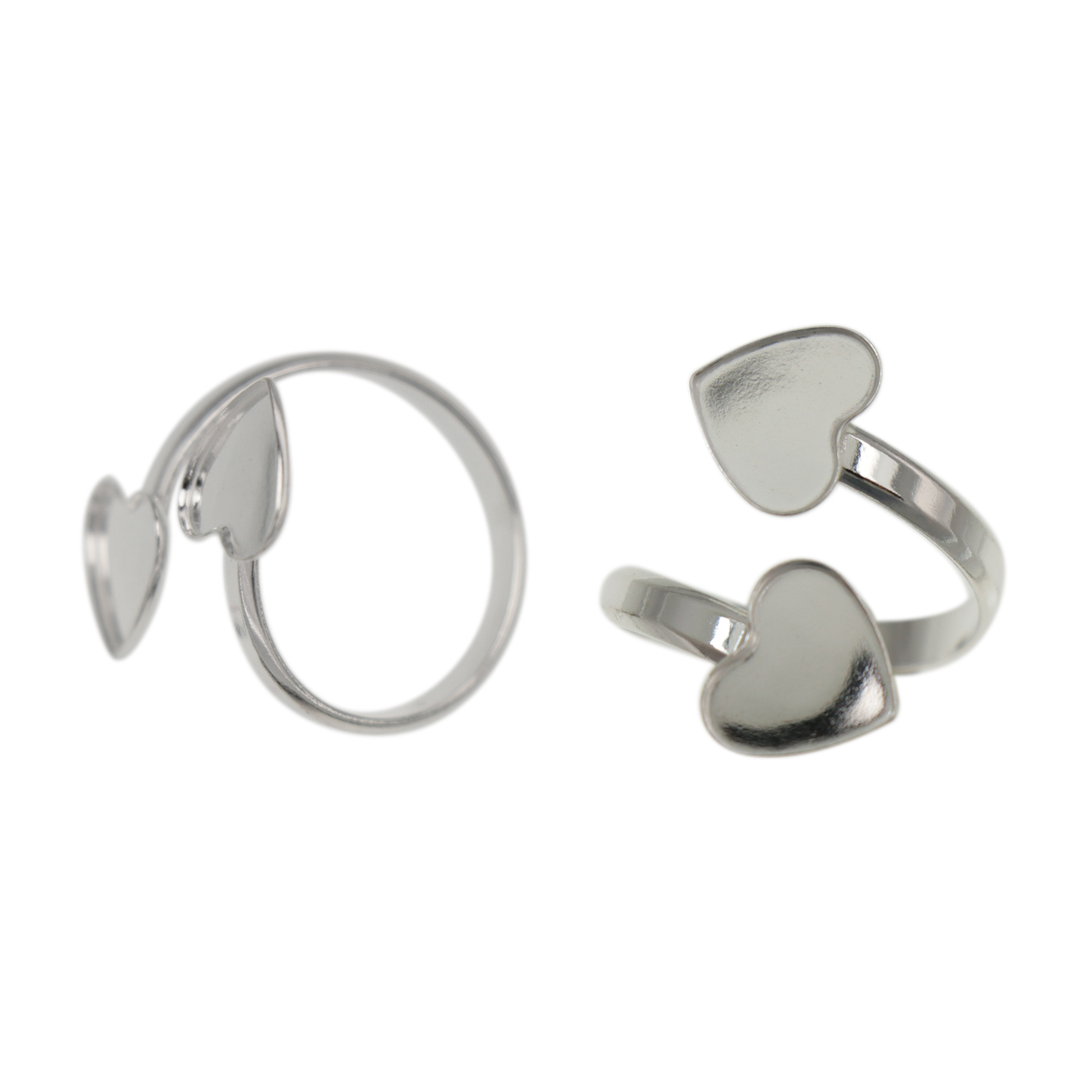 adjustable sterling silver heart 2808 base ring 10mm | 1pc
