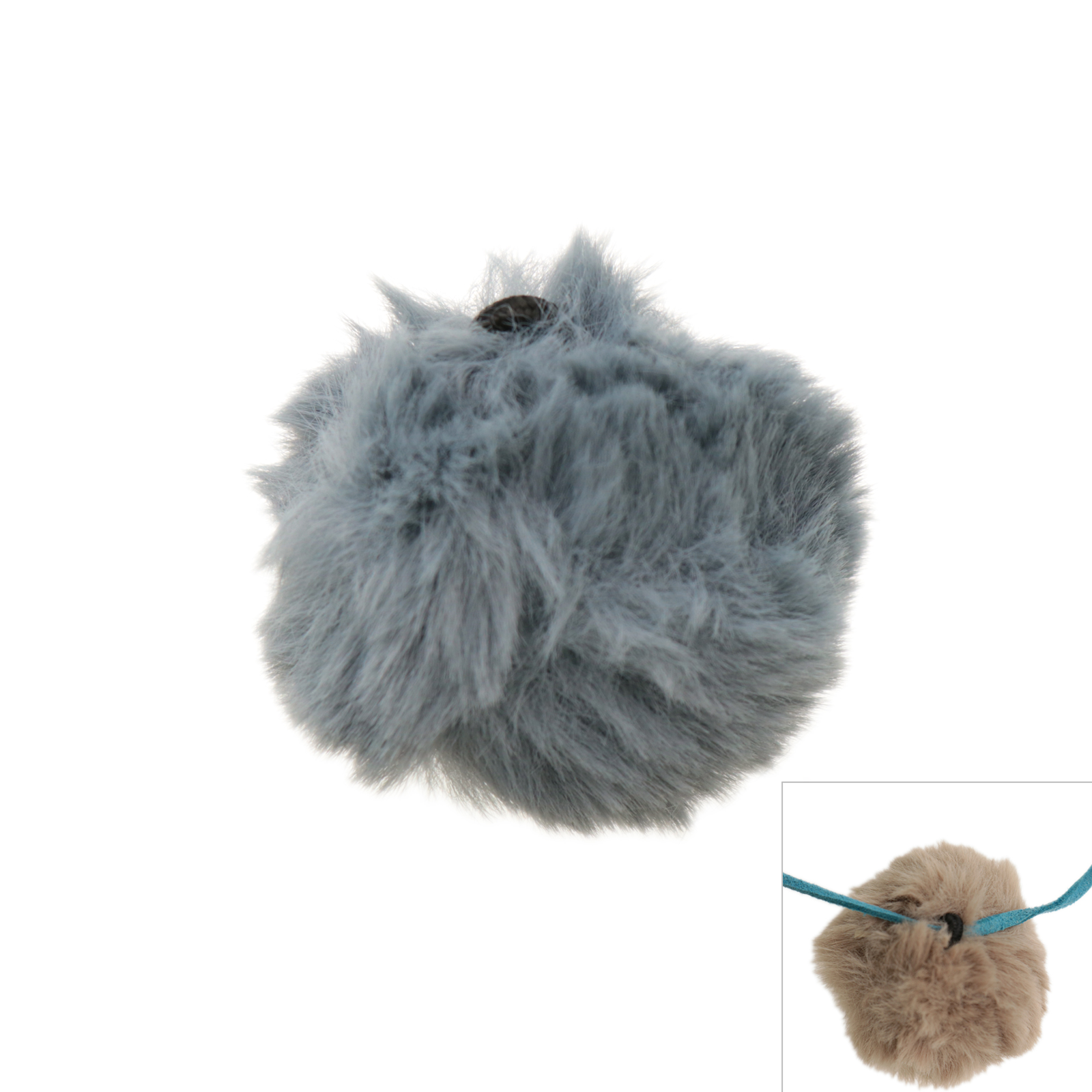 grey fur pon pon with jumpring 40mm | 2pc