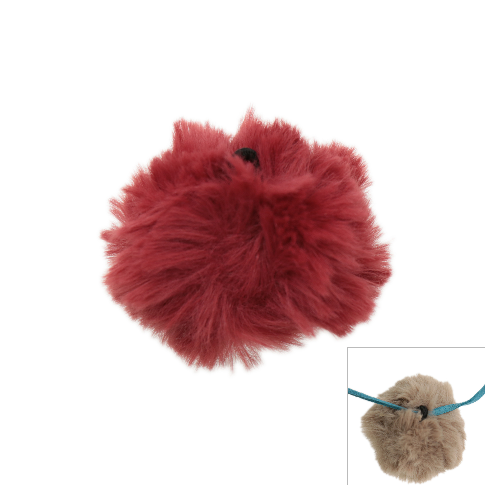 red fur pon pon with jumpring 40mm | 2pc
