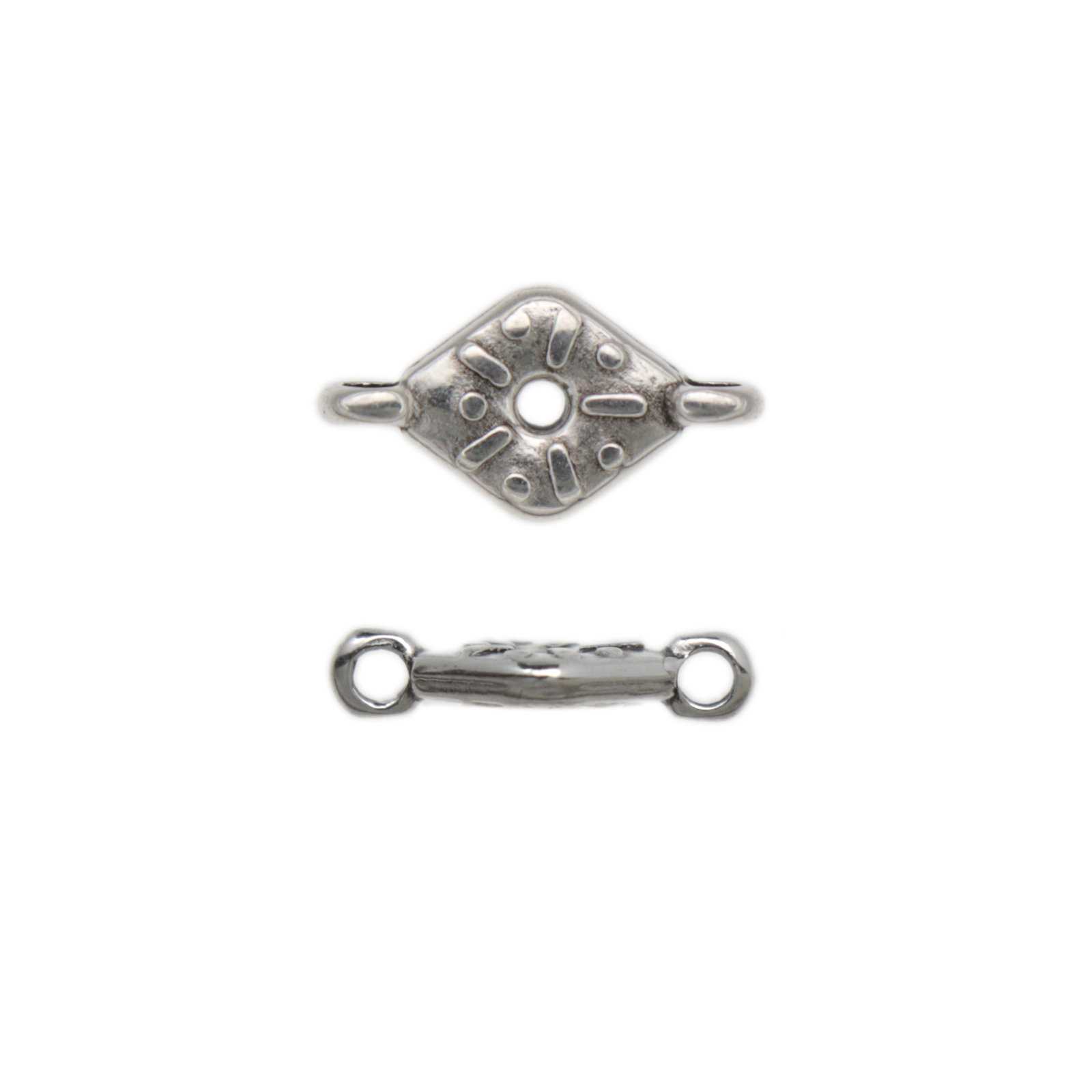 antique silver plated diamond link 8x6mm | 4pc