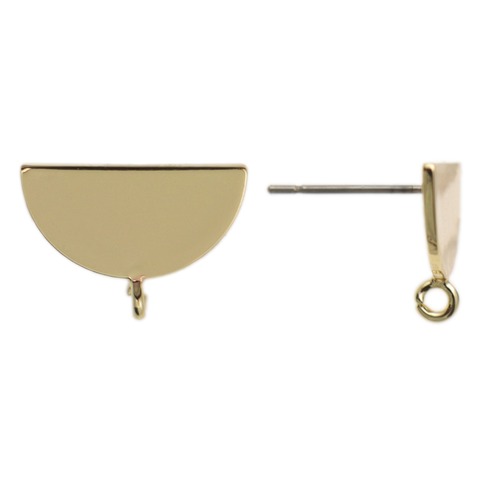 minimal jewelry post earrings gold plated half circle 15x9mm | 2pc