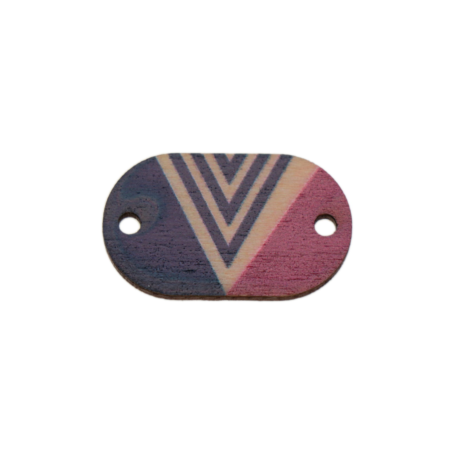 wooden connector - geometric blue - round 25x17mm | 2pc