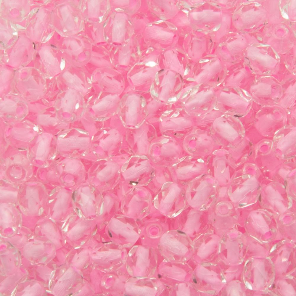 böhmische glasschliffperlen pink lined crystal 4mm | 50st