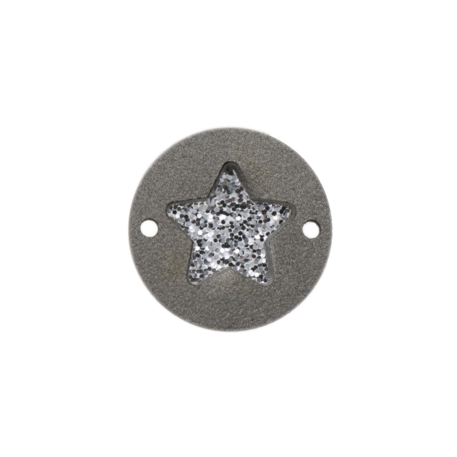 link plexiwood - stern glitter runde grau 20mm | 2st
