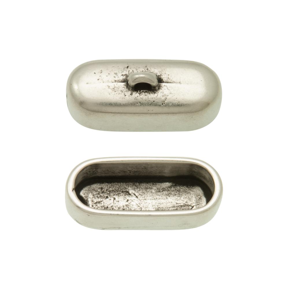 antique silver plated multi rope terminator with jumpring 30x10mm | 1pc