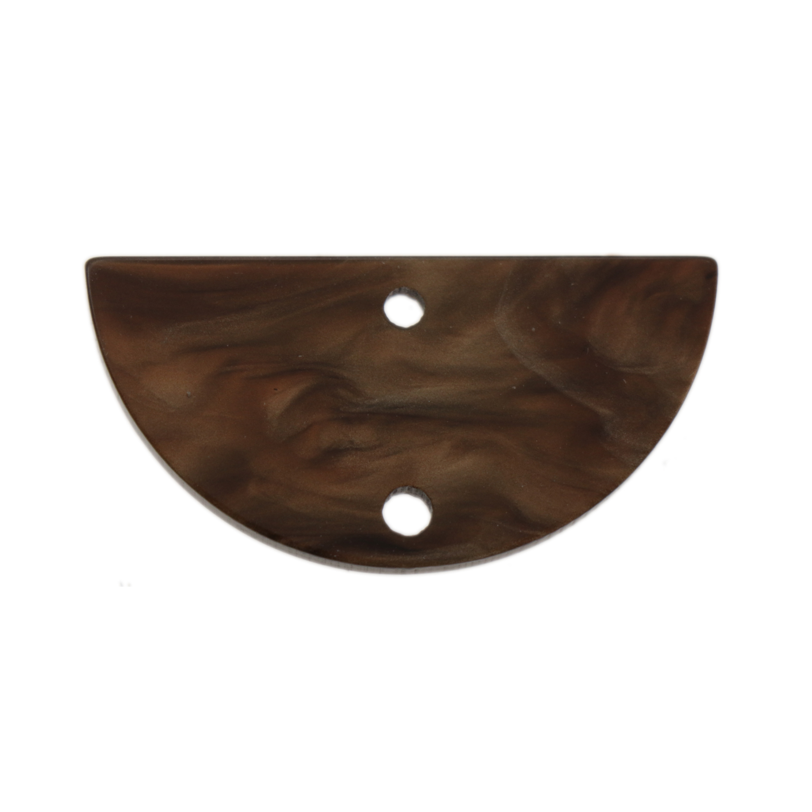 plexiglass pearl brown half-round with 2 hole - 34x17mm | 2pc