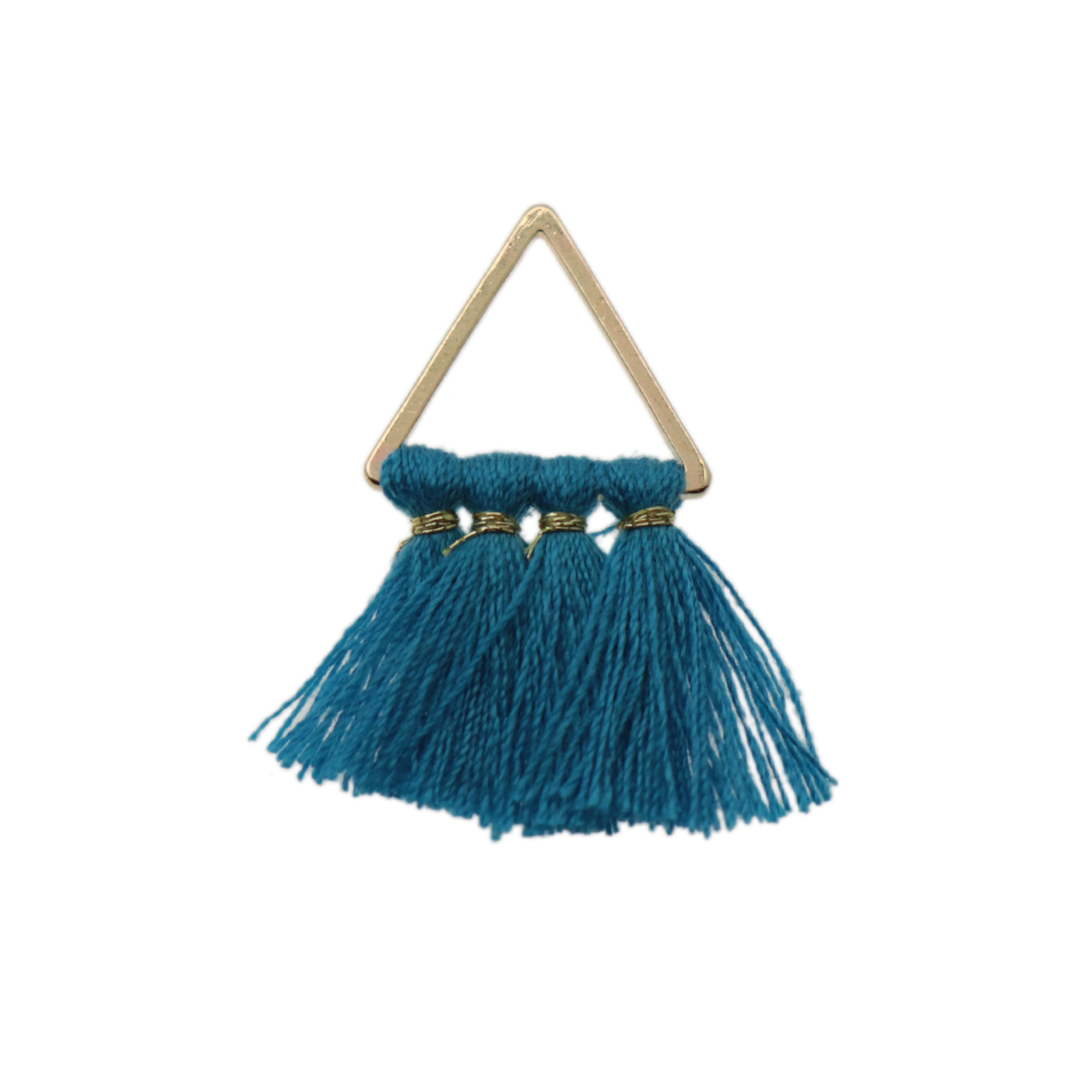cotton tassel pendant - gold triangle/sky blue 30x20mm | 1pc