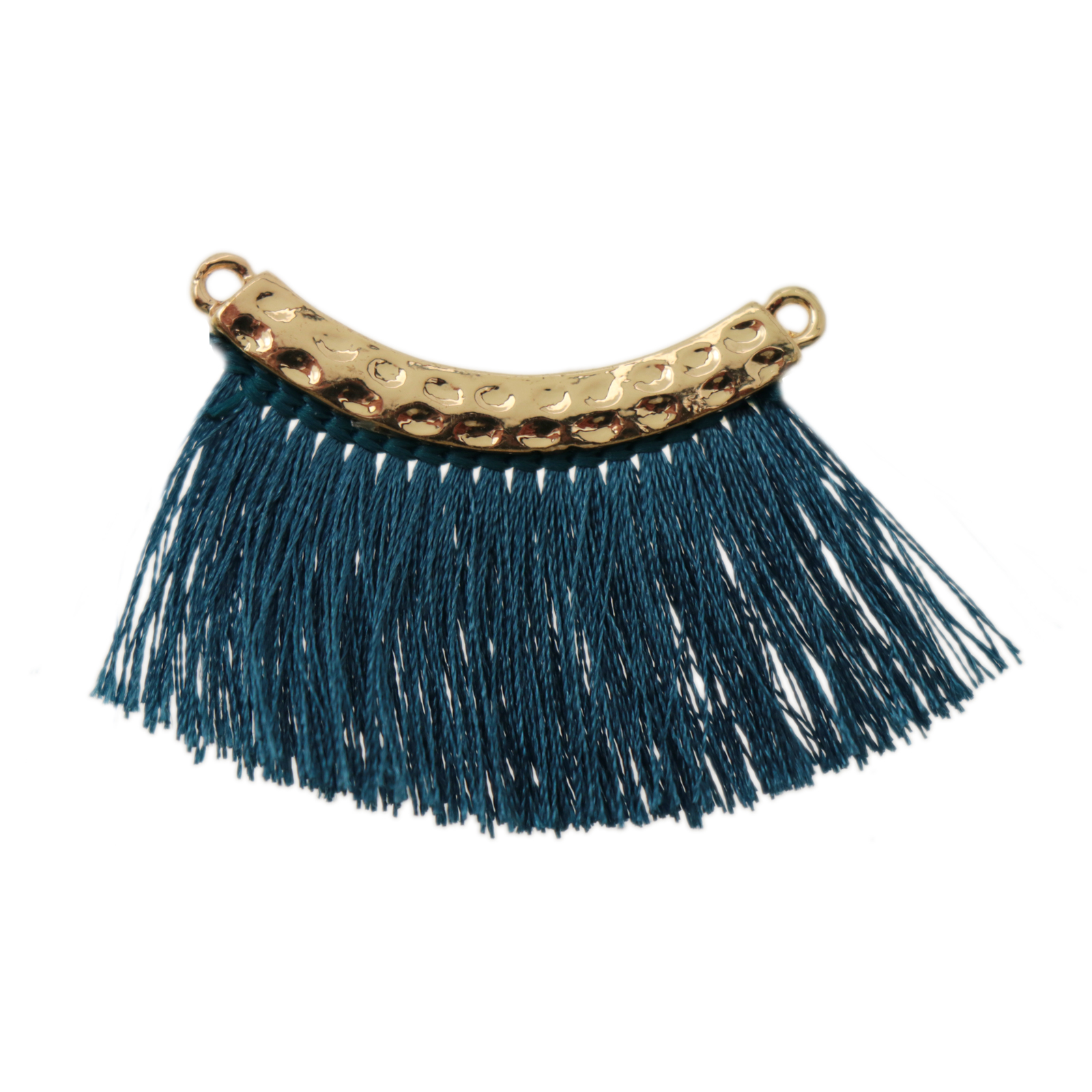 tassel link pendant - gold/petrol 40x30mm | 1pc