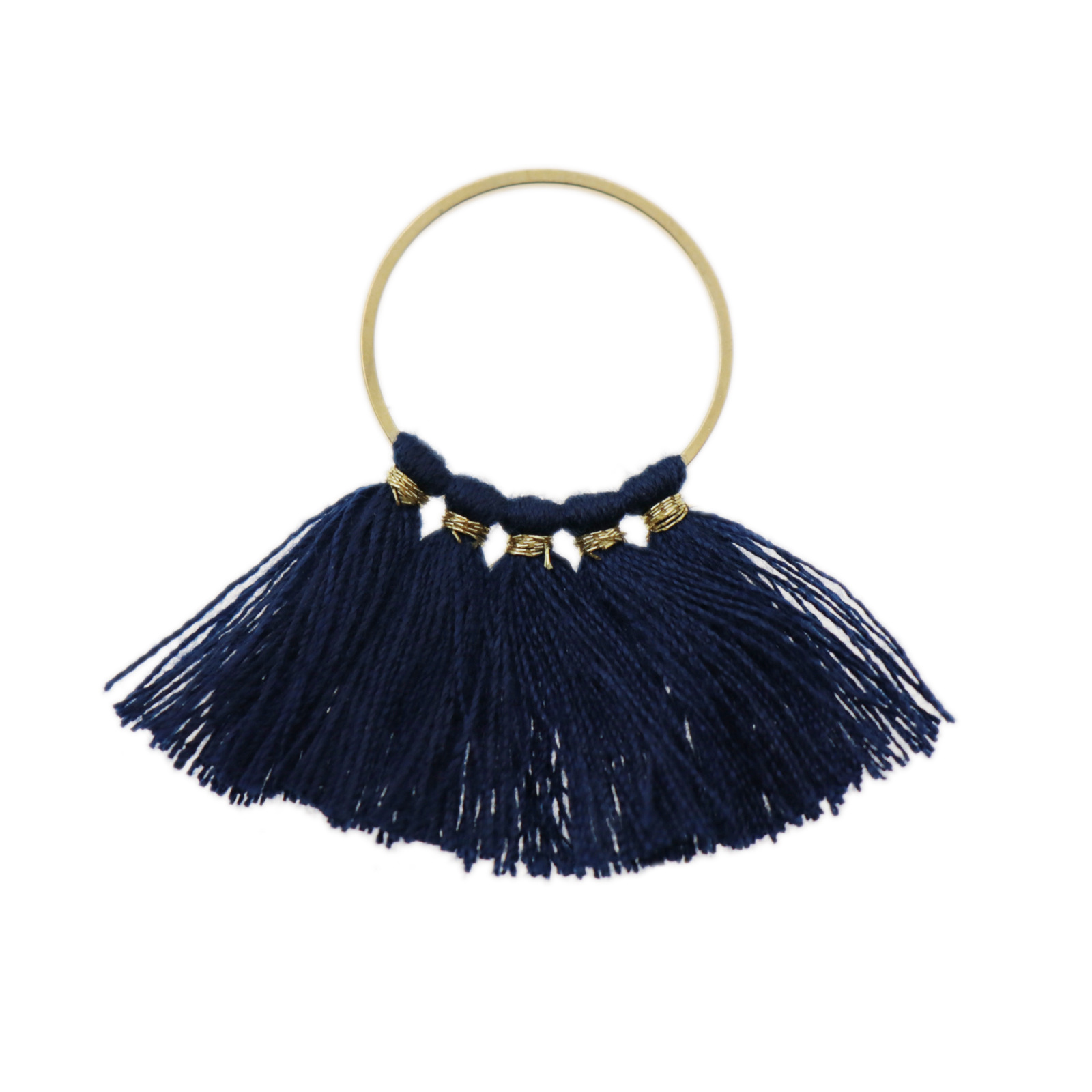 cotton tassel pendant - gold circle/dark blue 50x40mm | 1pc