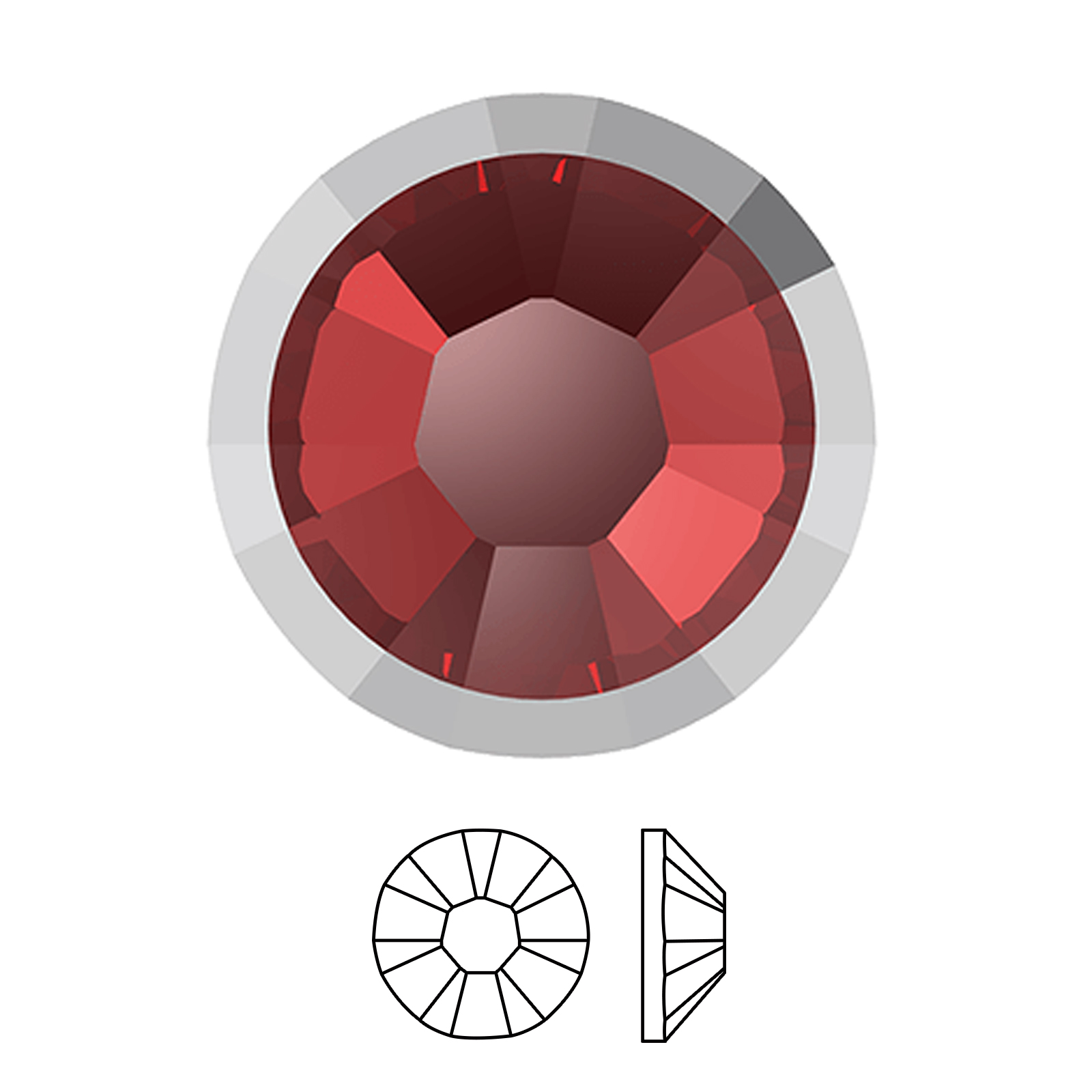 rimmed flatback no hotfix (2088/i) lt siam/lt chrome ss34 (7,07-7,27mm) | 4pc