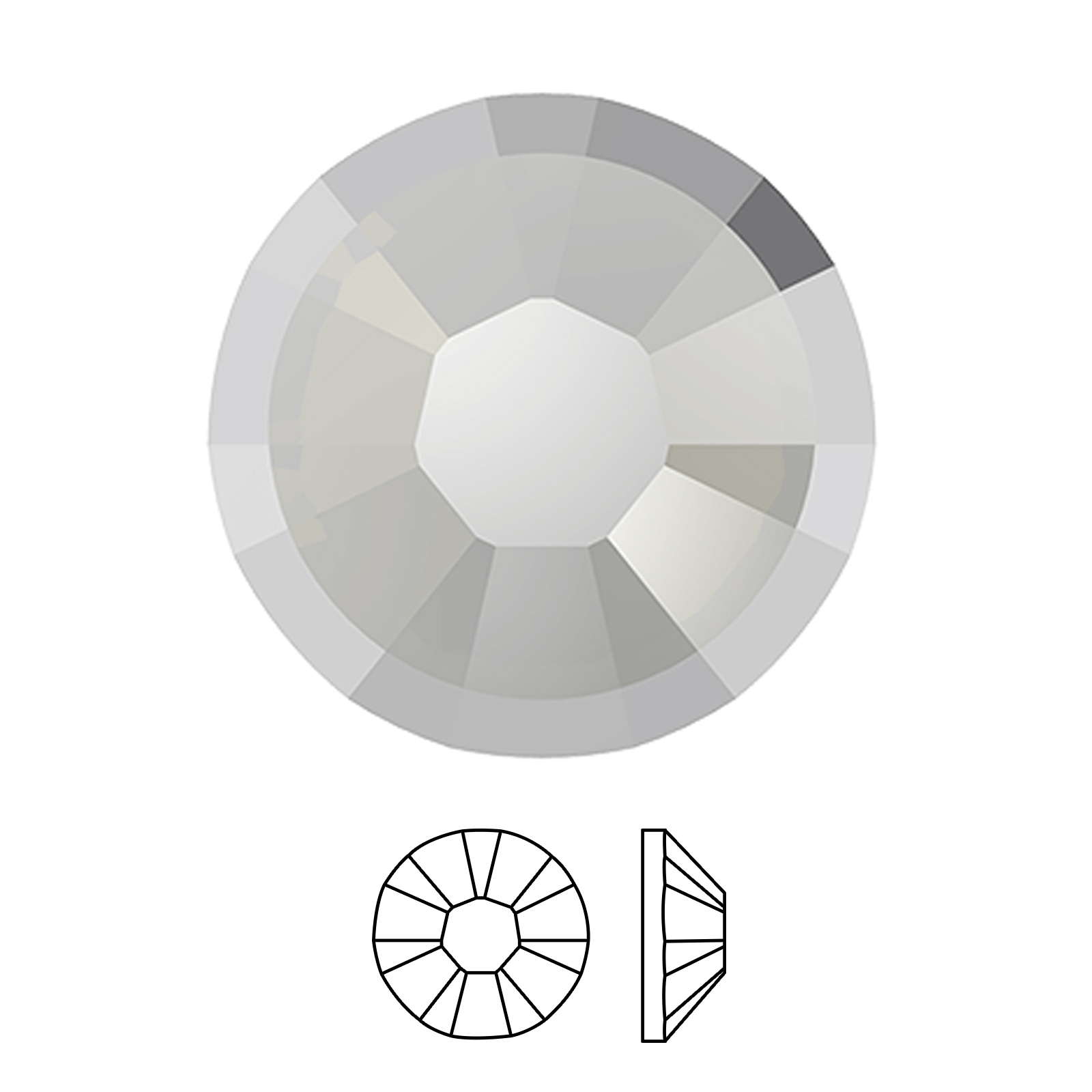 rimmed flatback no hotfix (2088/i) white opal/lt chrome ss34 (7,07-7,27mm) | 4st