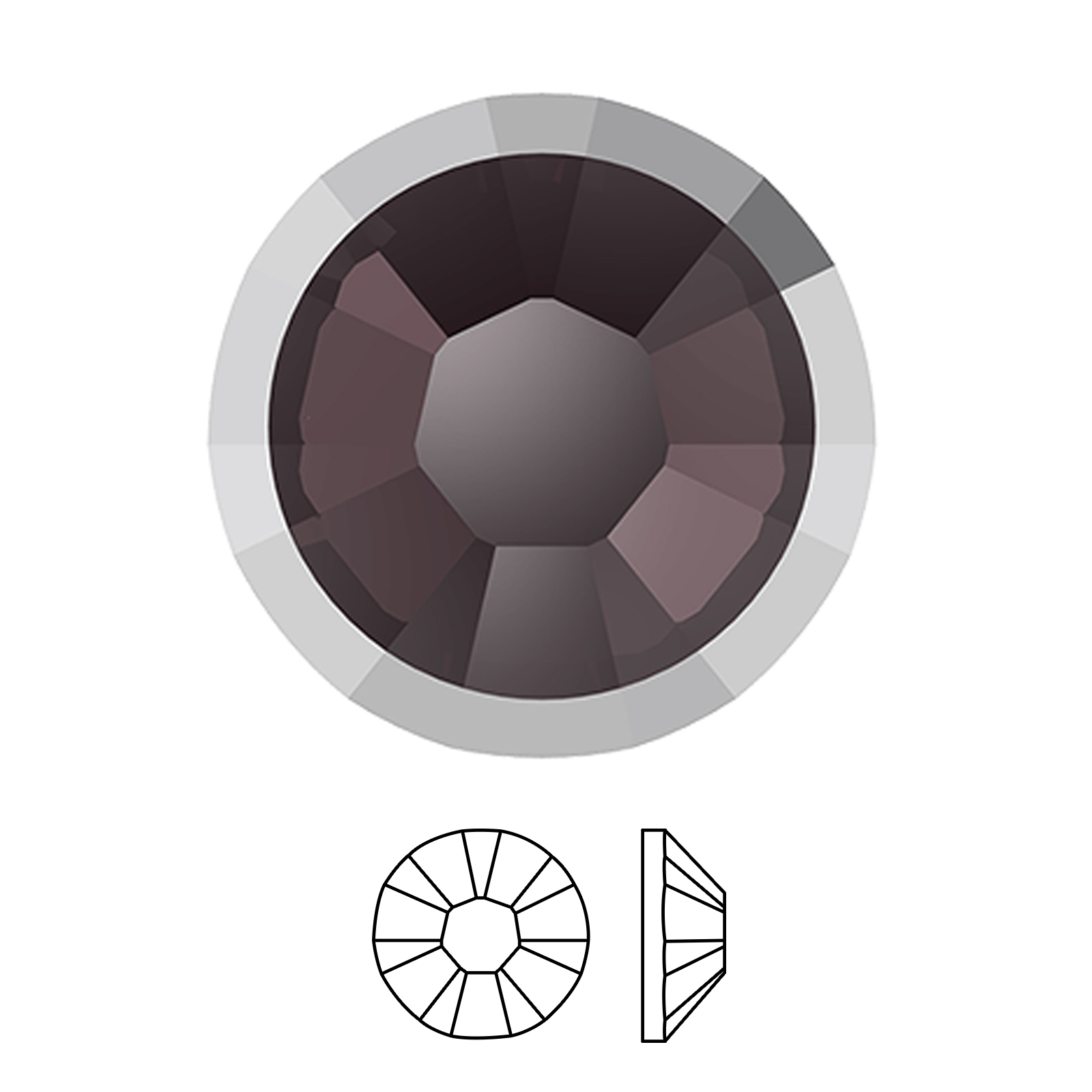 rimmed flatback no hotfix (2088/i) burgundy/lt chrome ss34 (7,07-7,27mm) | 4st