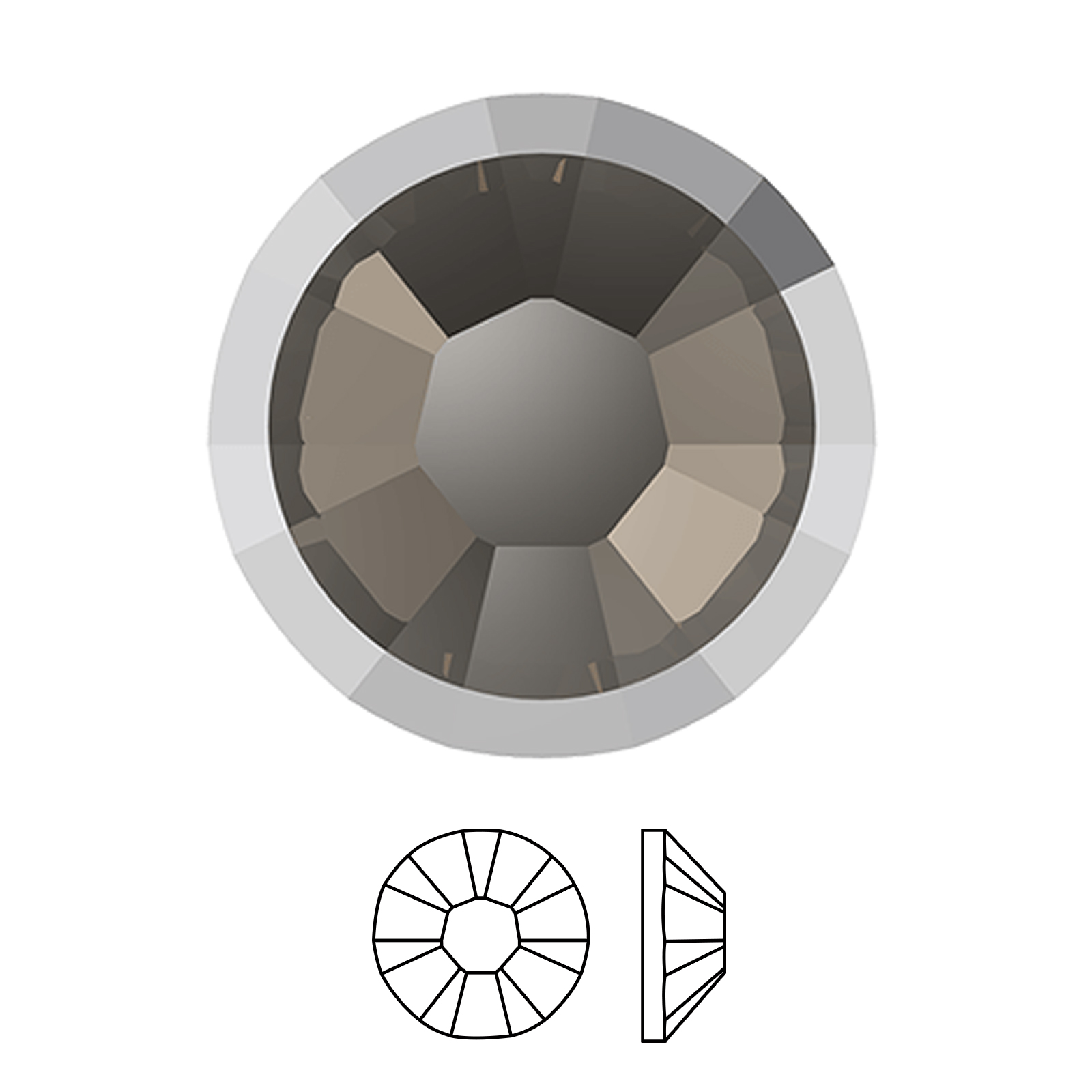 rimmed flatback no hotfix (2088/i) greige/light chrome ss34 (7,07-7,27mm) | 4st