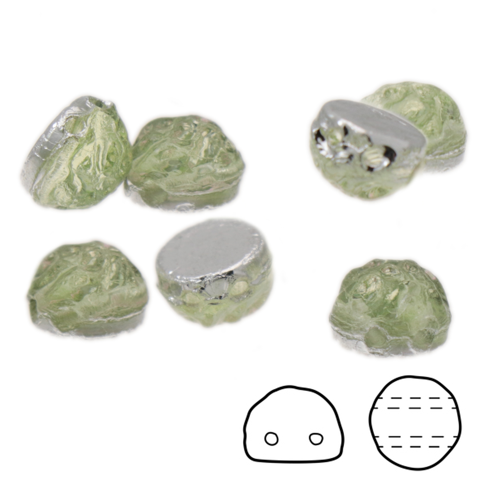 baroque 2 hole cabochon backlit opalescense 7mm | 12pc