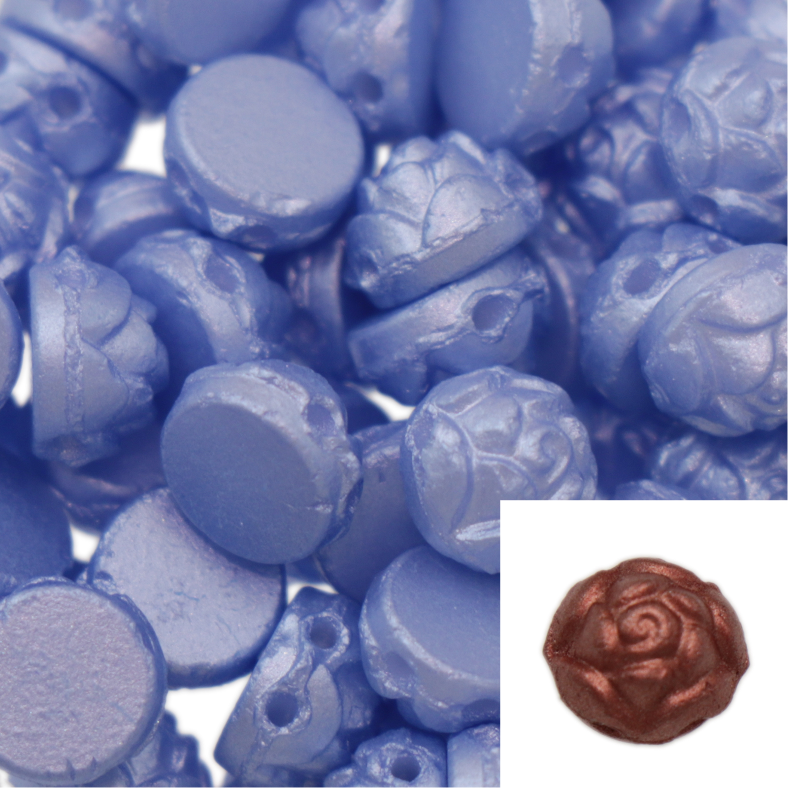 rosetta cabochon 2 hole pastel light sapphire 6mm | 5gr