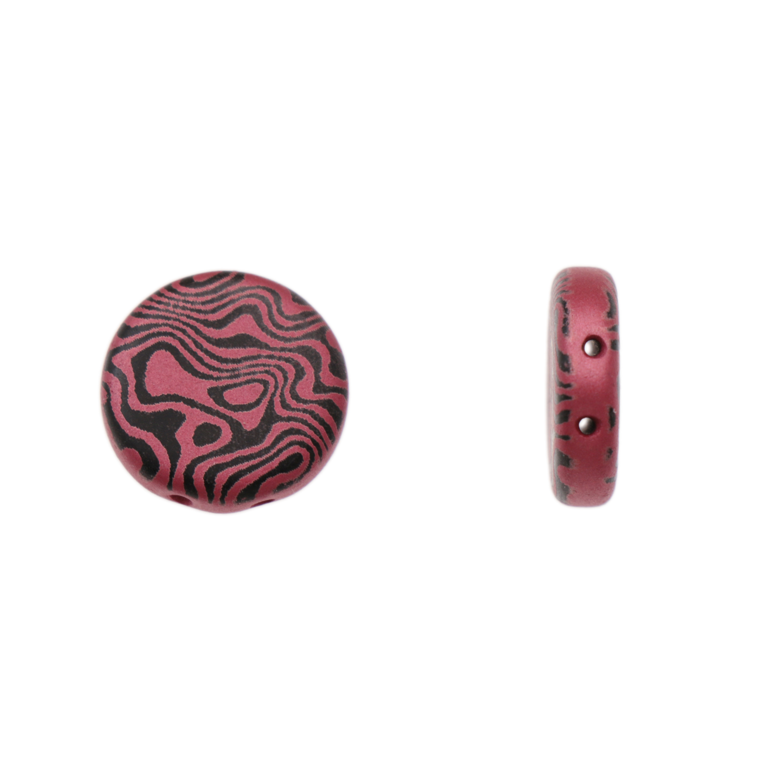 scheiben glasperlen 2 löcher red laser contour 14mm | 4st