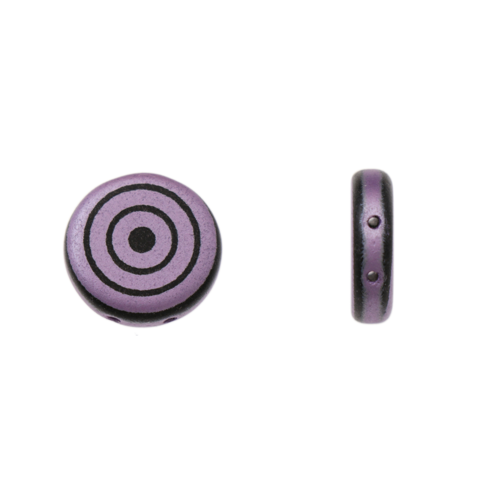 2 hole coin glass beads violet laser target 14mm | 4pc