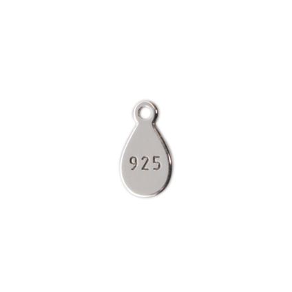 sterling silver quality tag 925 drop 9x5mm | 2pc