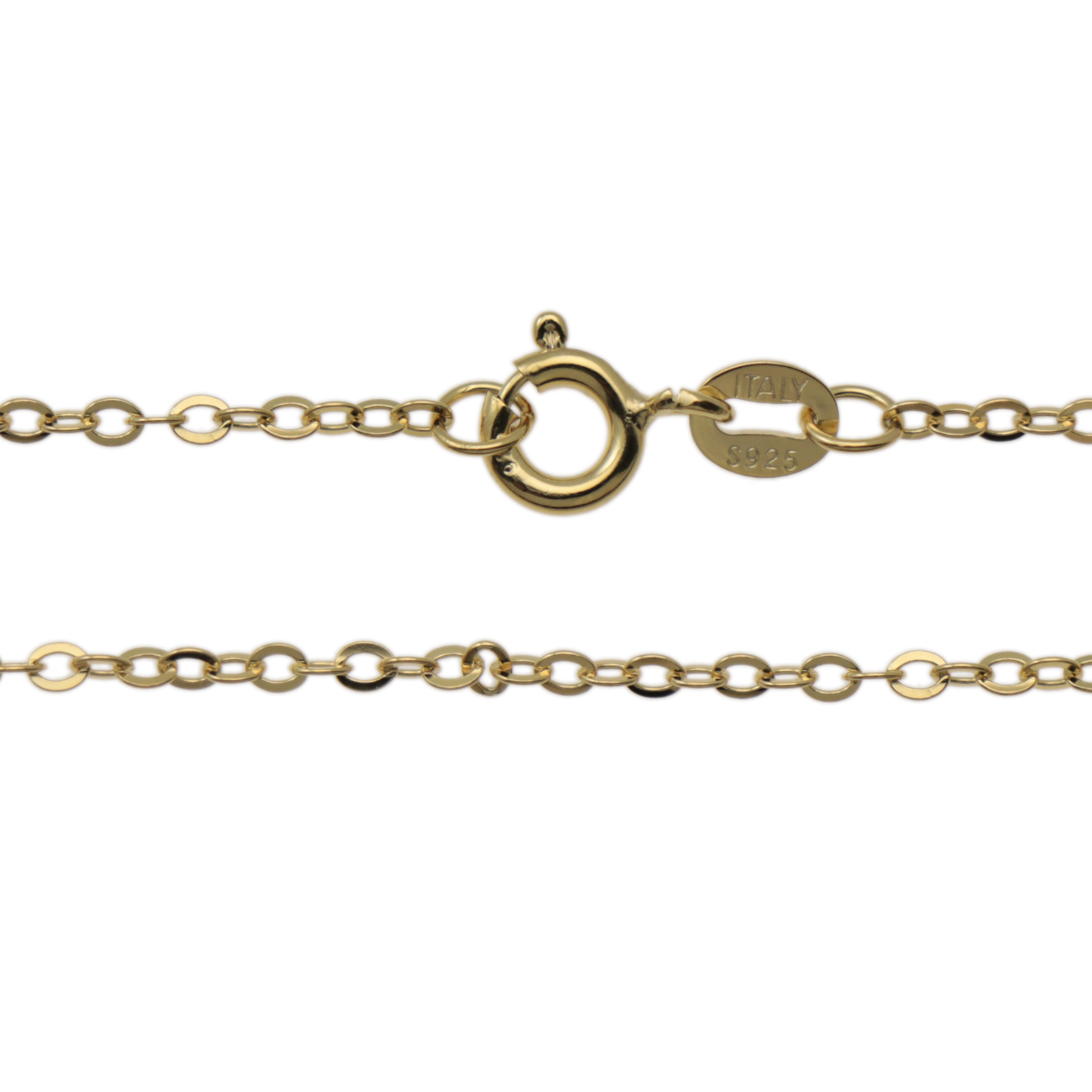 gold plated sterling silver flat oval 2x1,5mm chain necklaces - lenght 46cm | 1pc