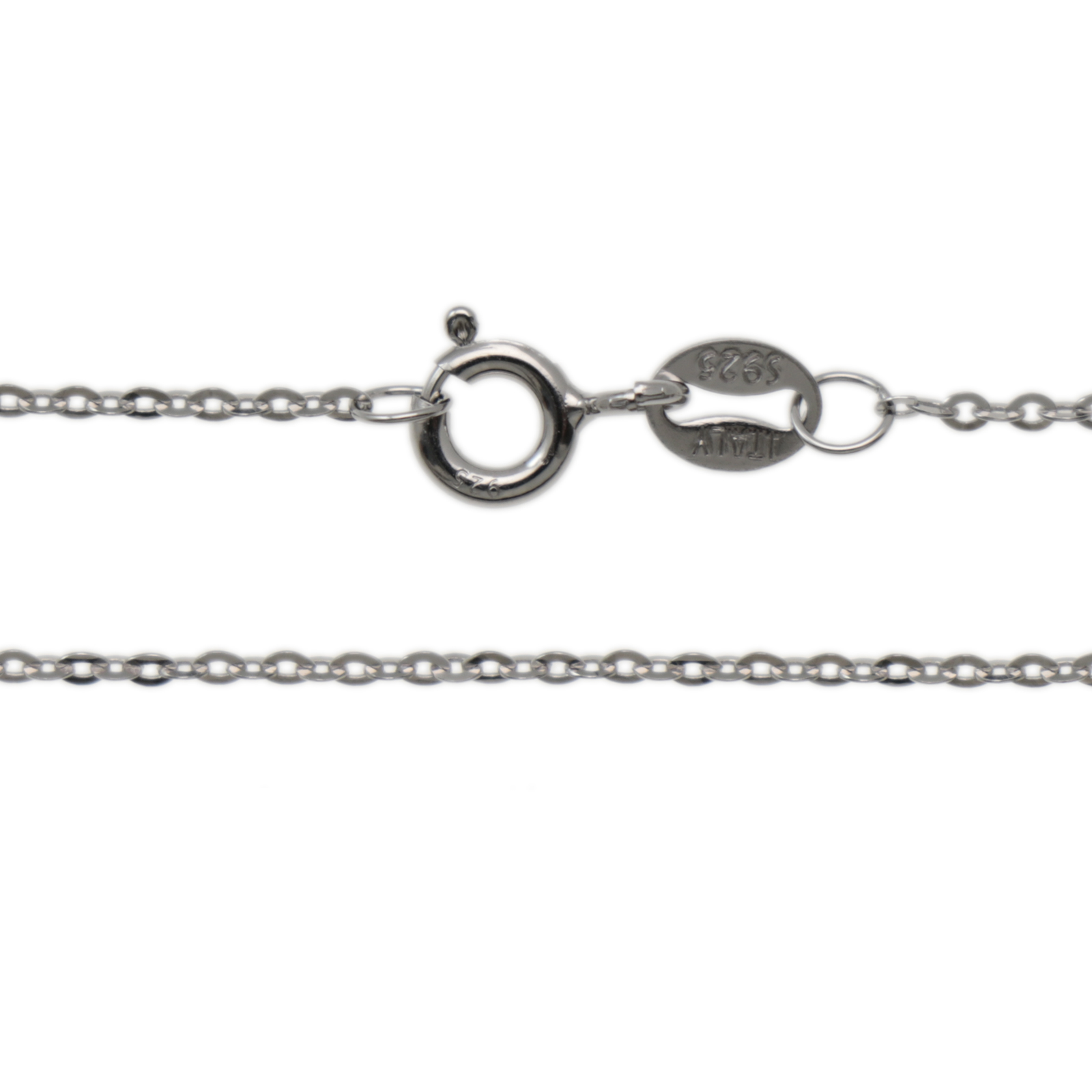 rhodium sterling silver flat oval 1mm chain necklaces - lenght 46cm | 1pc