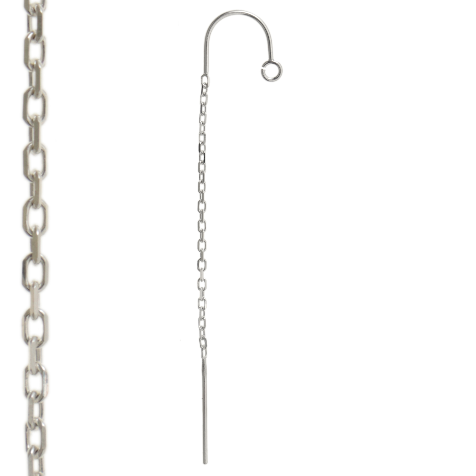 sterling silver ear thread cable chain reverse 68mm | 2pc
