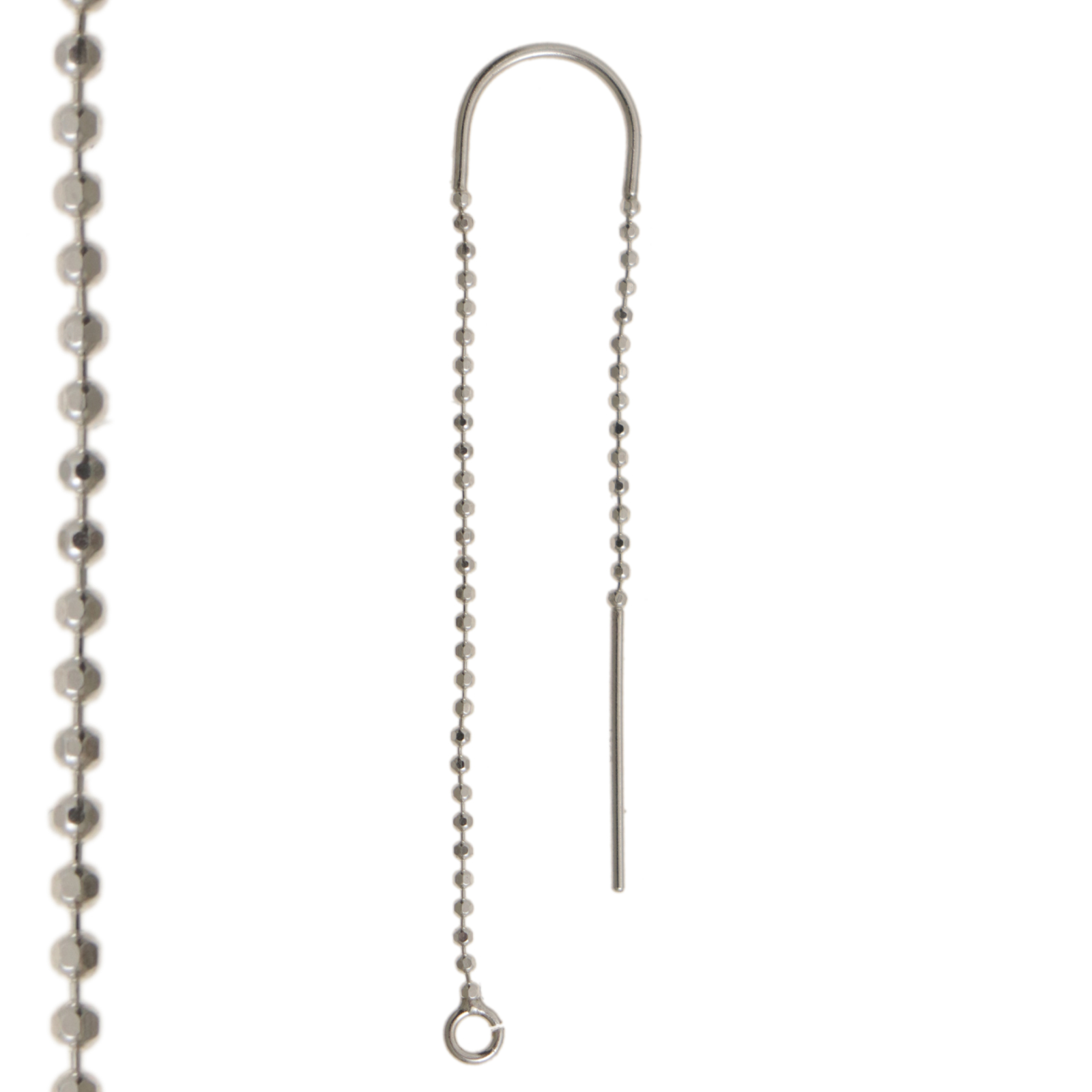 sterling silver ear thread u top bead chain 88mm | 2pc