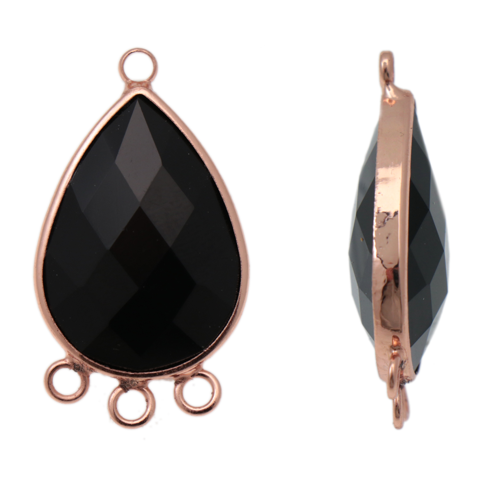 crystal link jet rose gold tropfen 3 biegeringe 25x18mm | 1st
