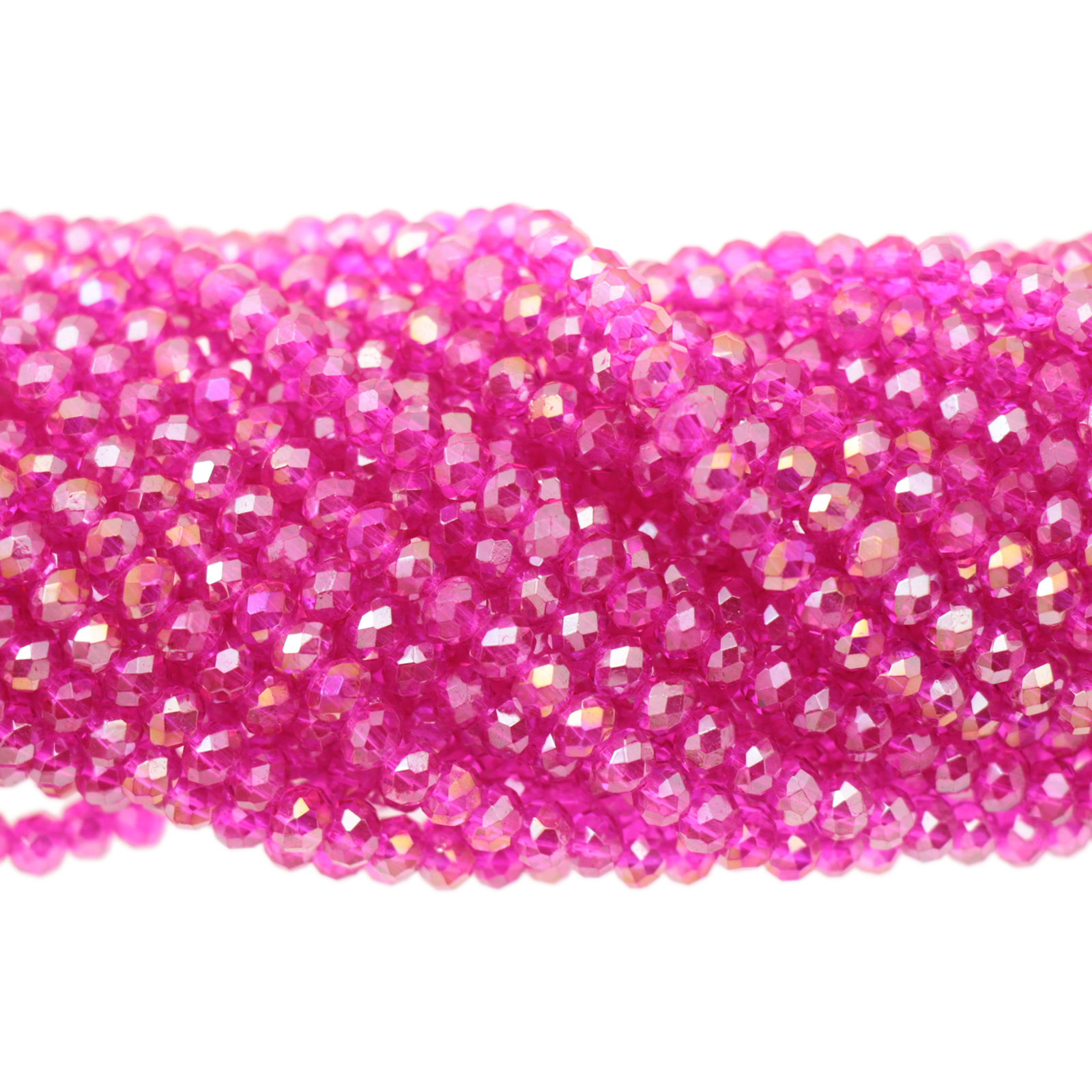 fuchsia ab chinese crystal faceted roundelle 4x3mm | 1 strand