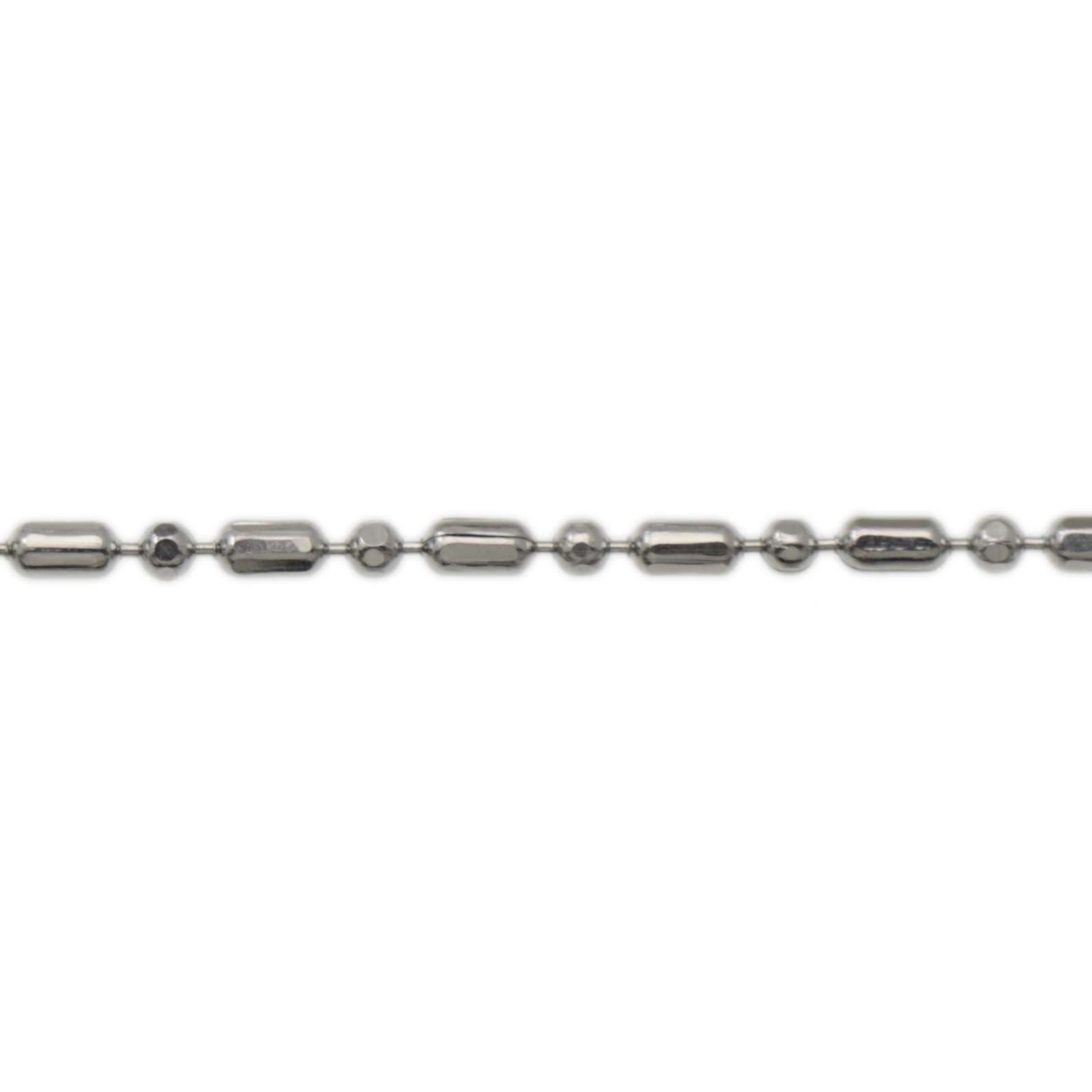 rhodium silver plated tube and bead chain | 1mt