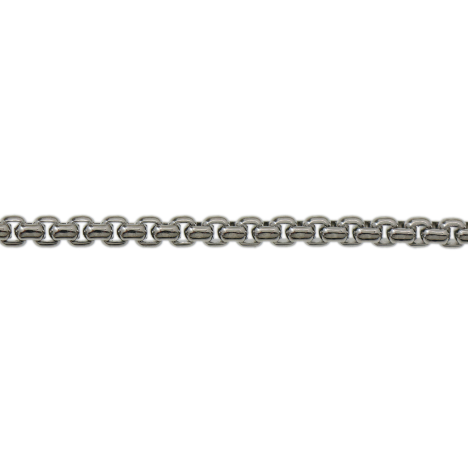 rhodium silver plated round box chain 3mm | 50cm