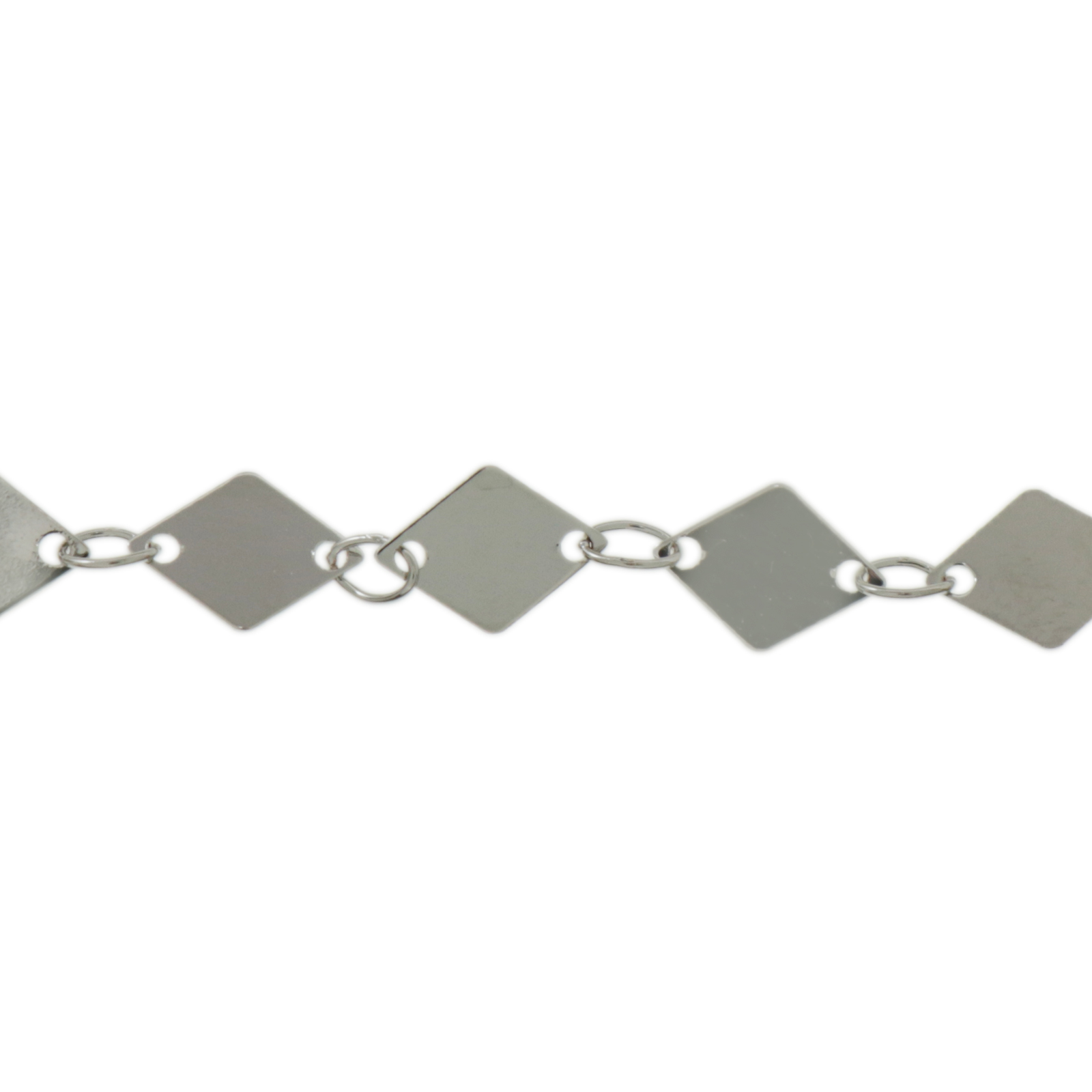 rhodium silver plated link chain diamond 8x5mm | 50cm